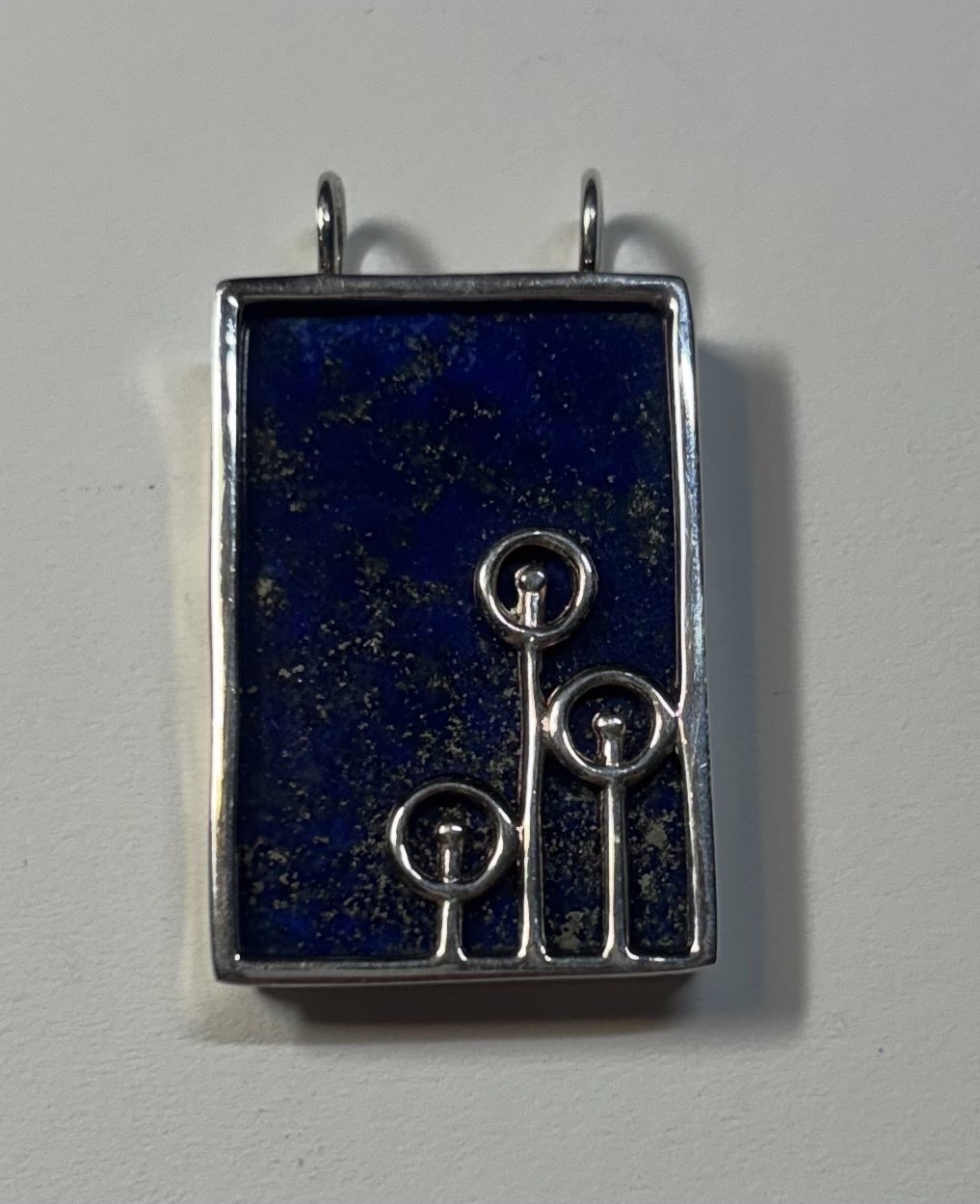 Lapis Lazuli Pendant w/ Silver “Star Shower,” Novica Artist, 11 grams, 1 1/4″