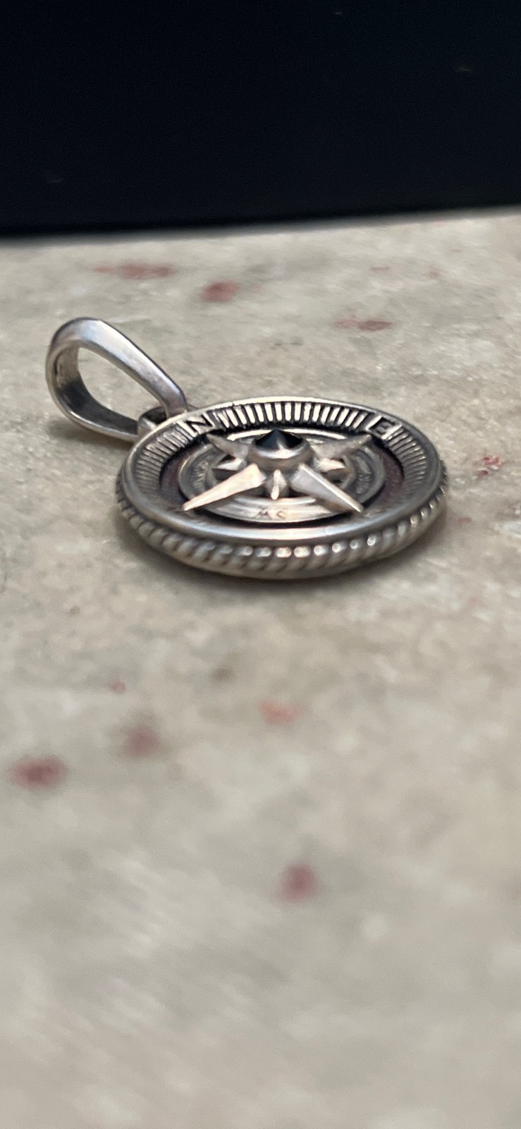 David Yurman Sterling Silver Maritime Compass Amulet Pendant 925 Black Diamond