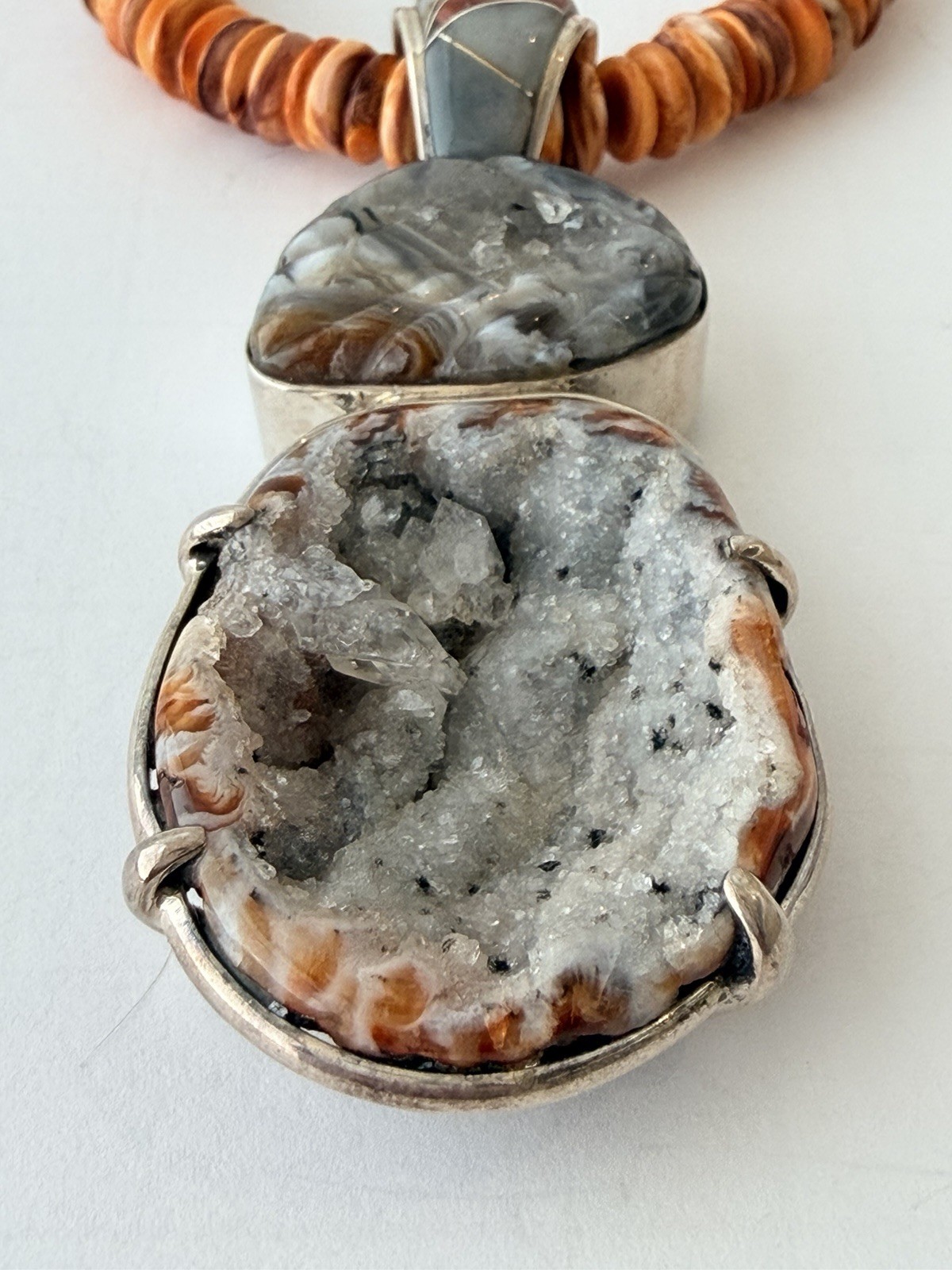 Ed Lohman Signed Pendant Multi expression Crazy Jasper 925 Spiny Oyster