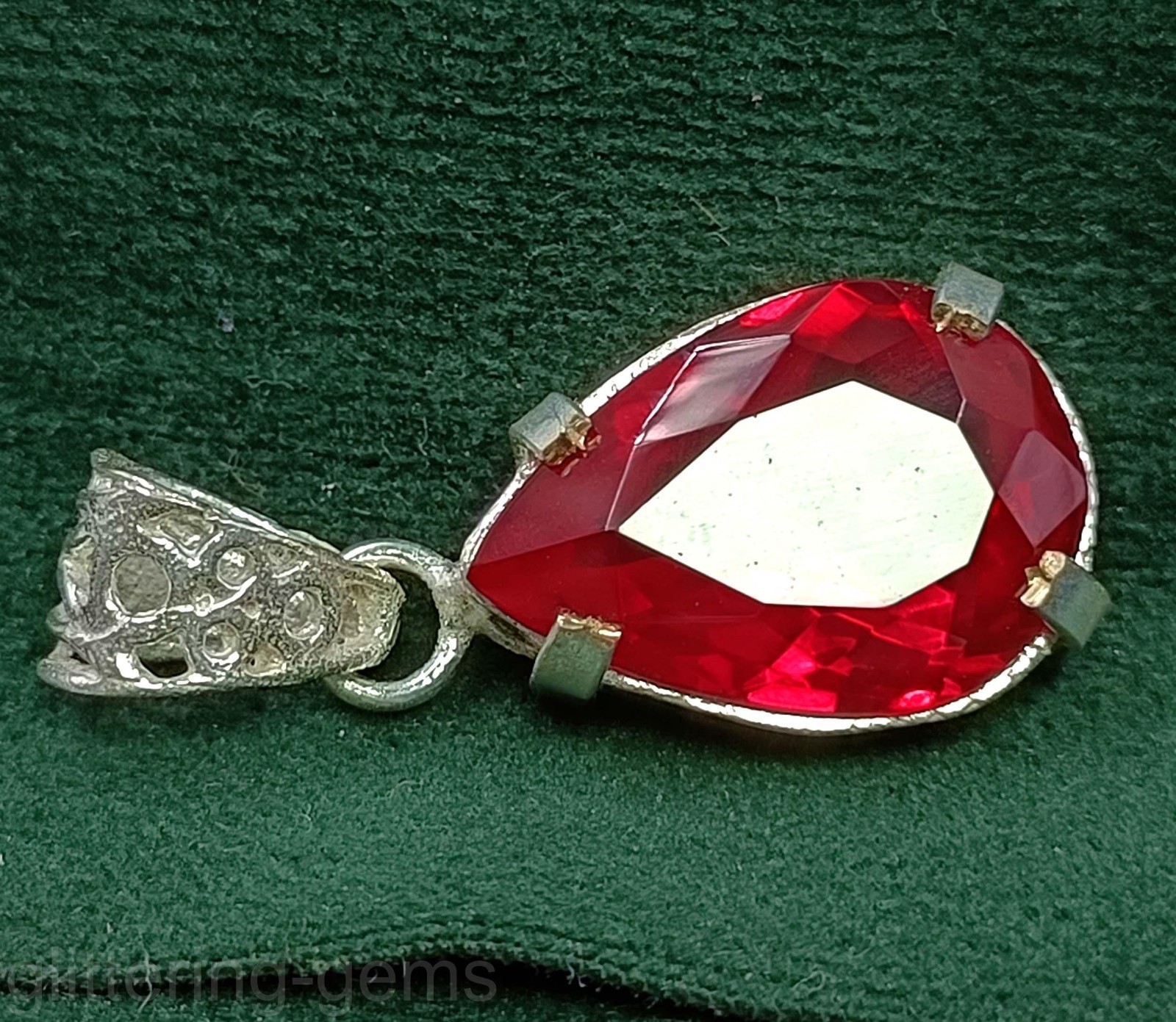 22.00 Ct Natural Red Ruby Pendant IGL Certified 925 Solid Silver Gemstone Heated