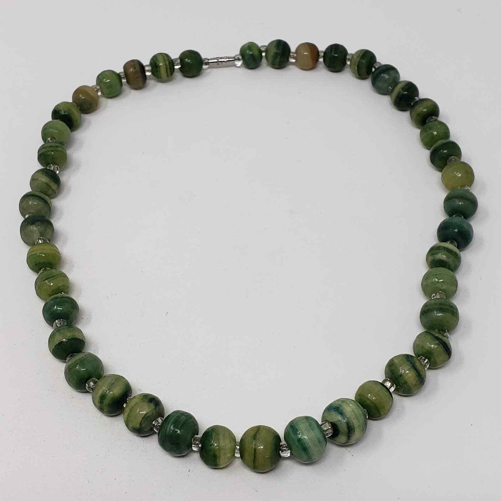 Malachite Bead Strand String Necklace Vintage Arstisan Handmade Chunky Natural