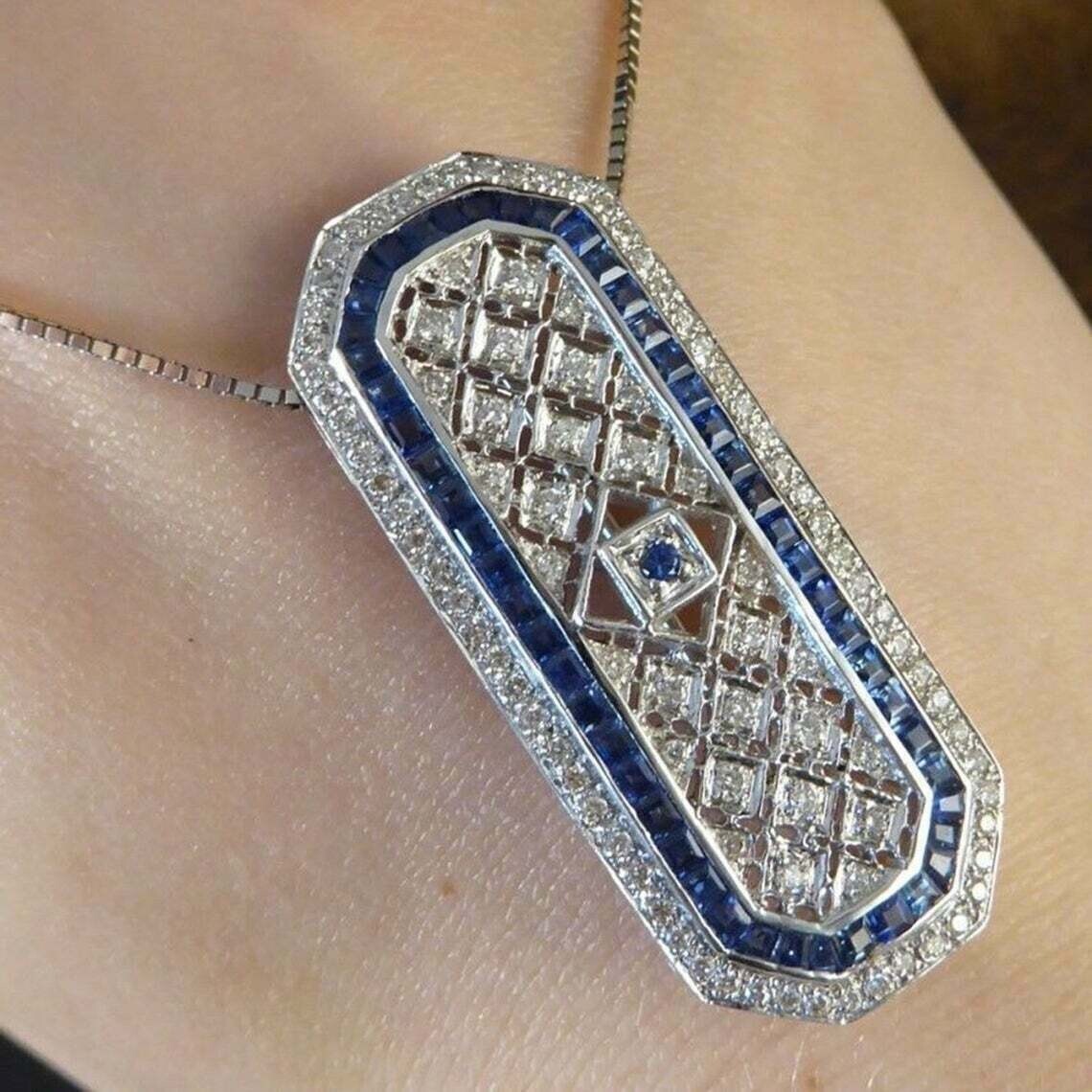 2.47 Ct Diamond Engagement Victorian Pendant Without Chain 14K White Gold Finish
