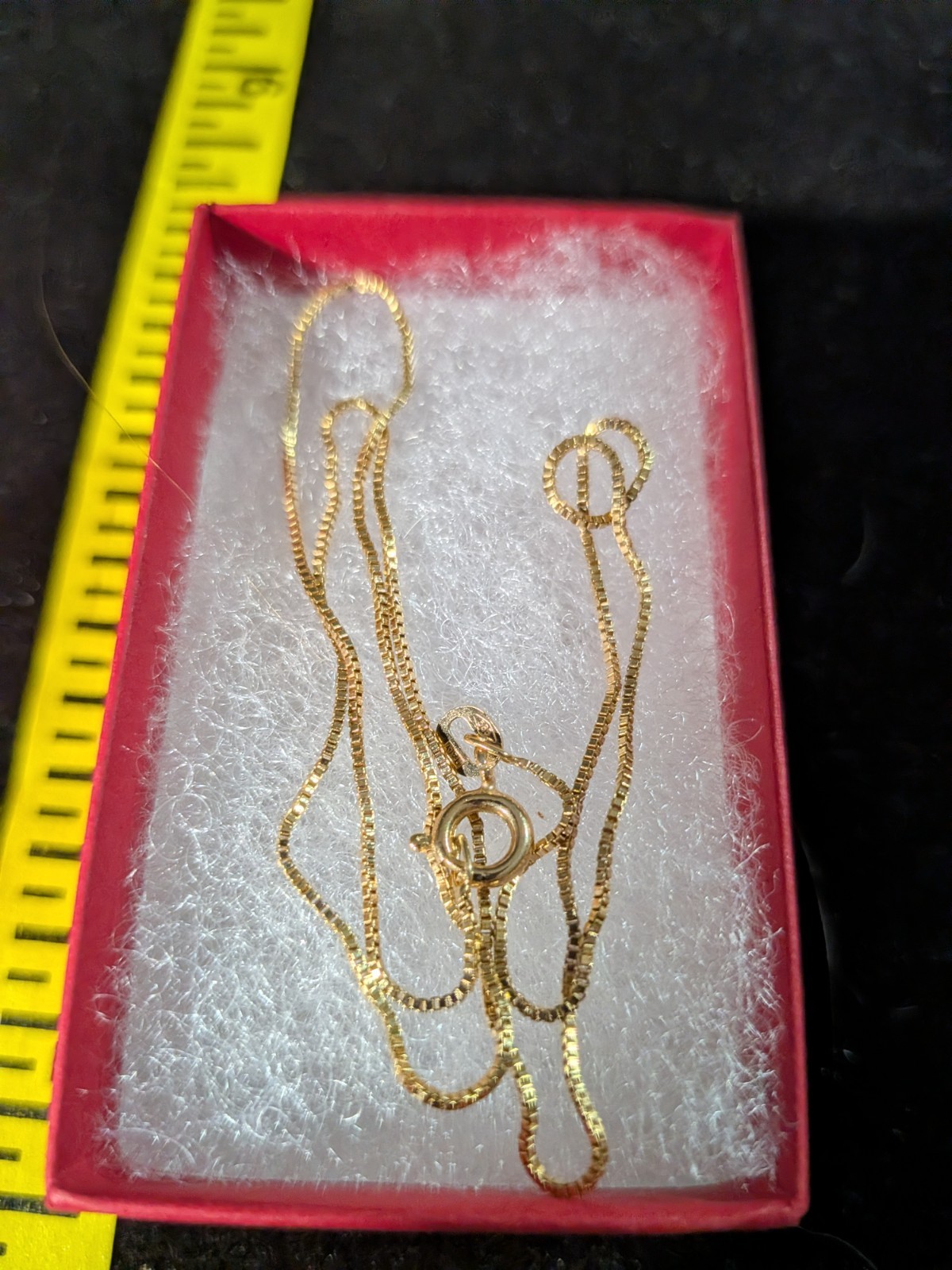Genuine Vintage Giovanni Balestra & figli 14K Gold Box Chain. 16 Inches, 1.7 G