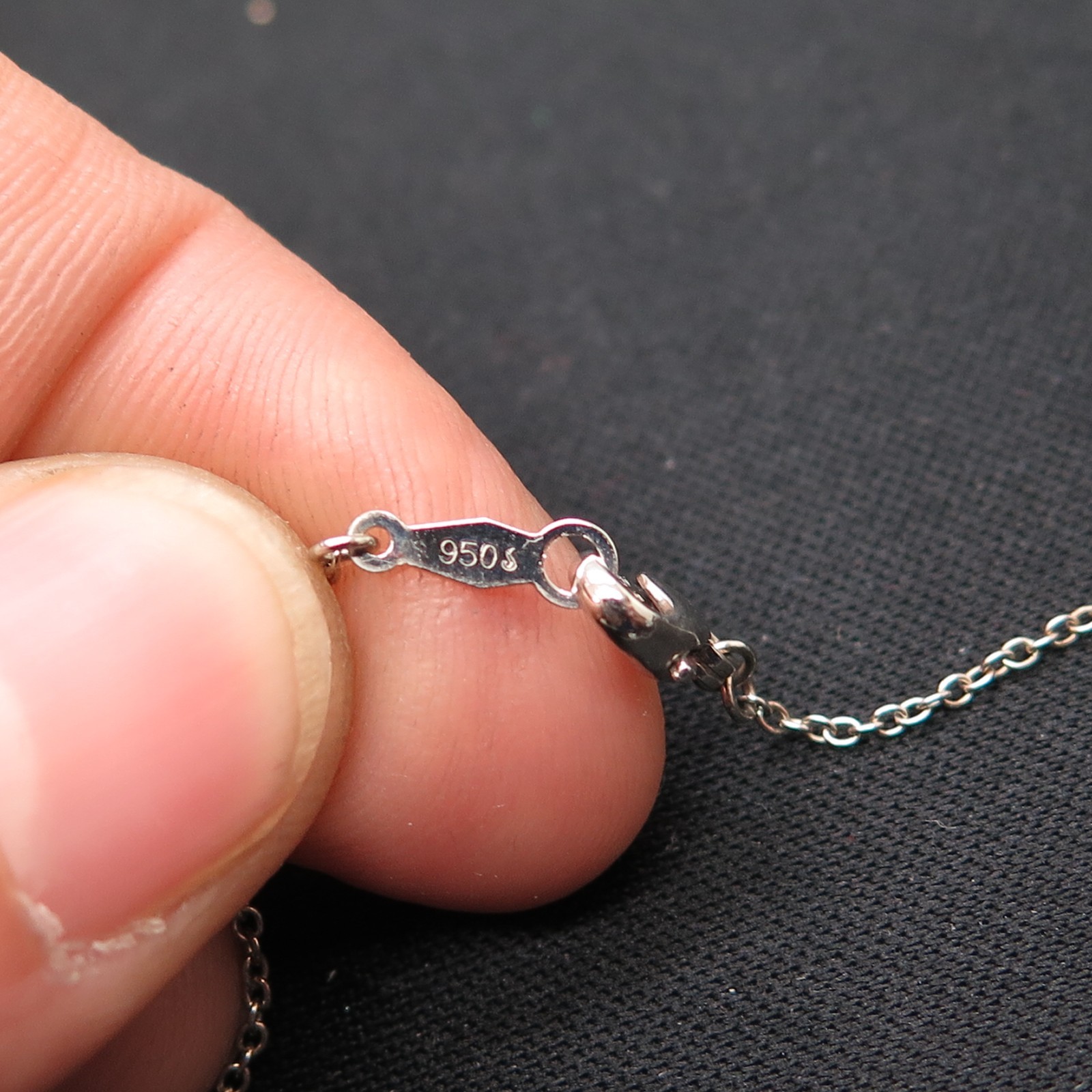 Platinum 950 Chain V Prong Princess-cut CZ Solitaire Pendant