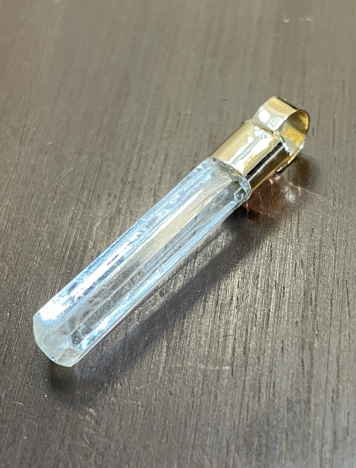 14K Solid Gold GLOWING Green- Blue Natural Aquamarine Gemstone Crystal Amulet!
