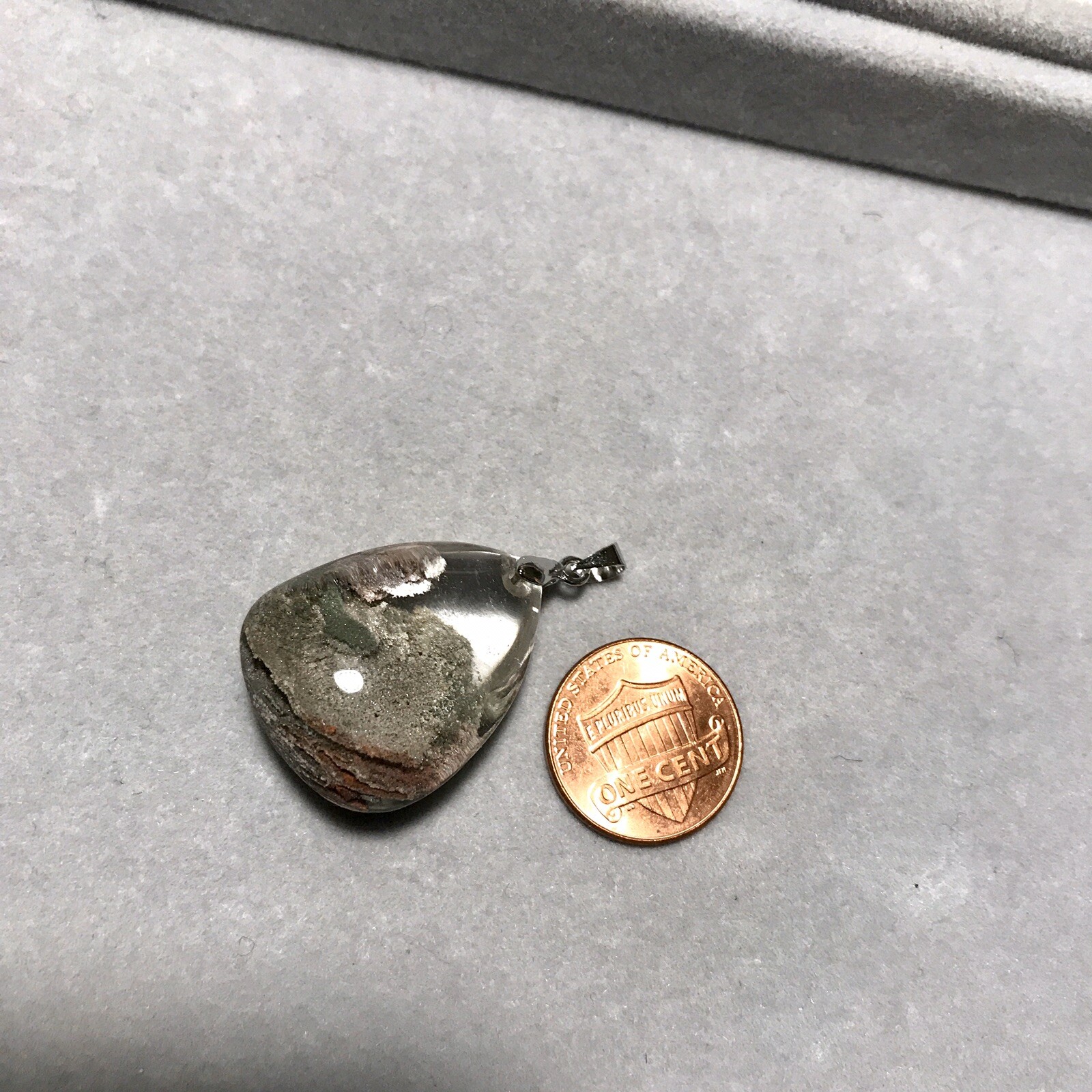 US SELLER Natural Red Green Phantom Quartz Pendant Teardrop Brazil Crystal Stone