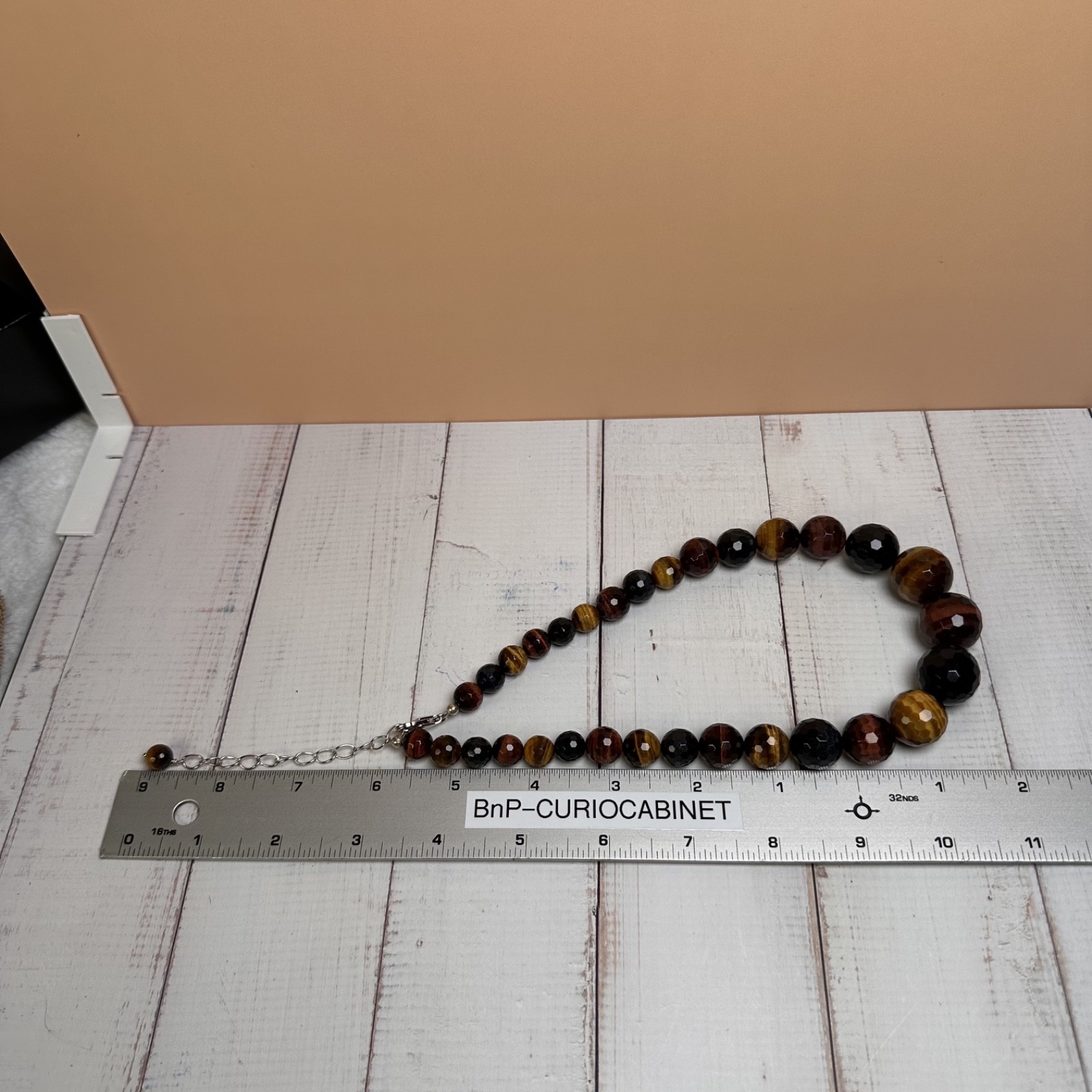 Faceted Multi Color Tiger’s Eye Graduated Bead Necklace 925 Sterling Silver