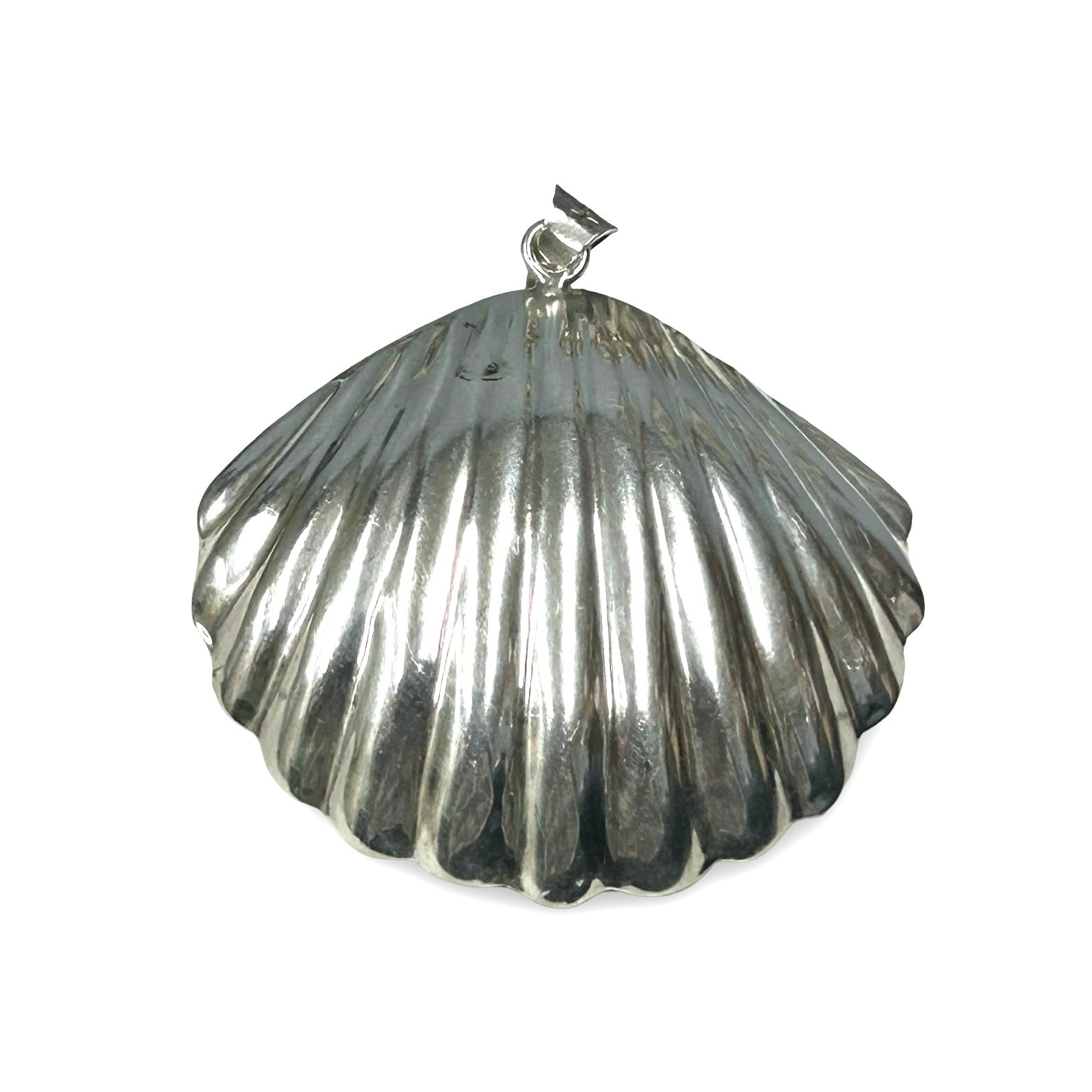 Vintage Mexican Sterling Silver Shell TF-39. 925 Mexico Large Statement Pendant