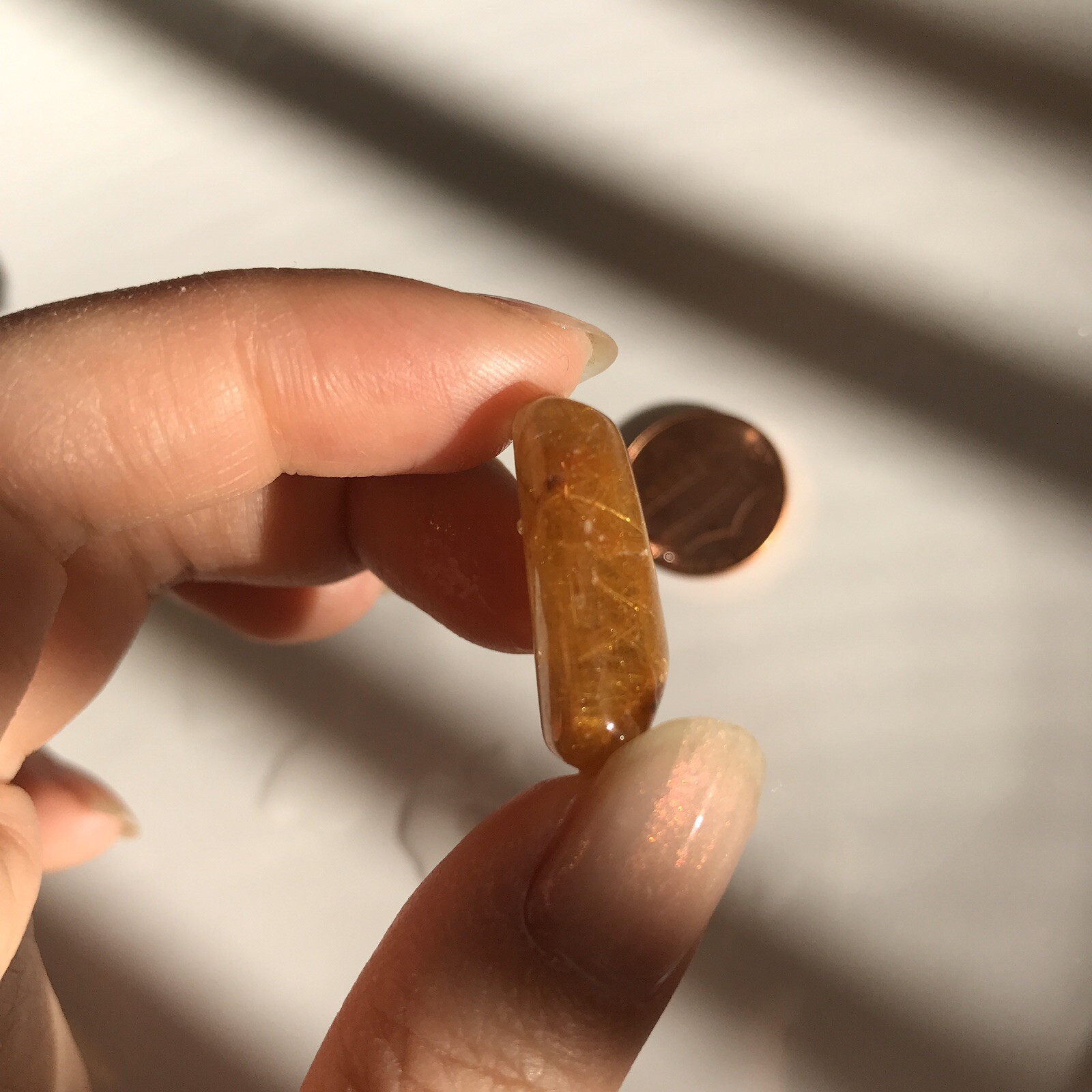 US SELLER Natural cushion Golden Rutilated Quartz Pendant Brazil Crystal 18