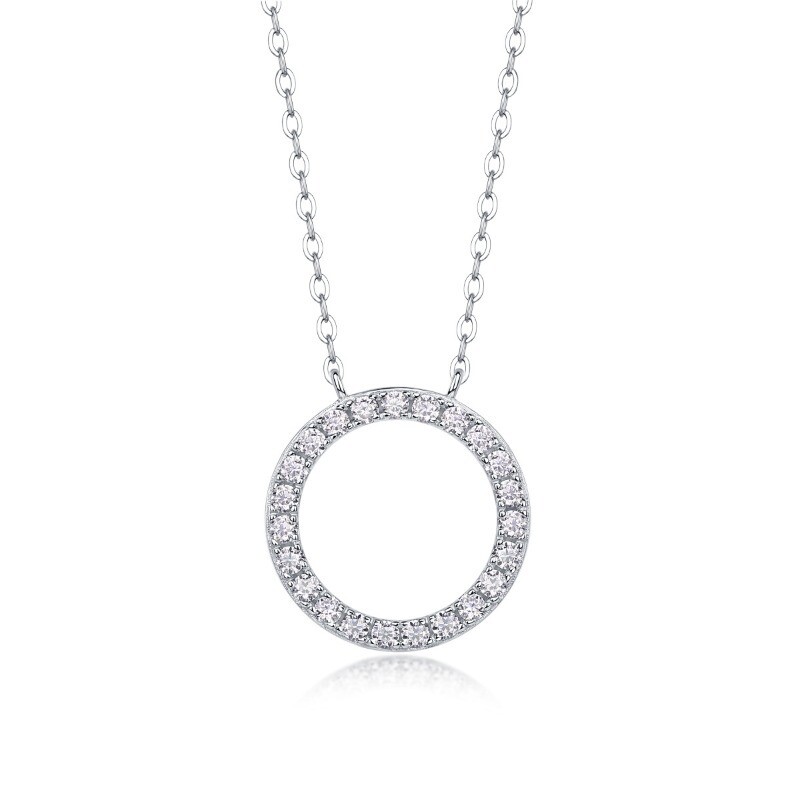 D Color VVS1 Moissanite Eternity Circle Pendant Necklace 925 Sterling Silver
