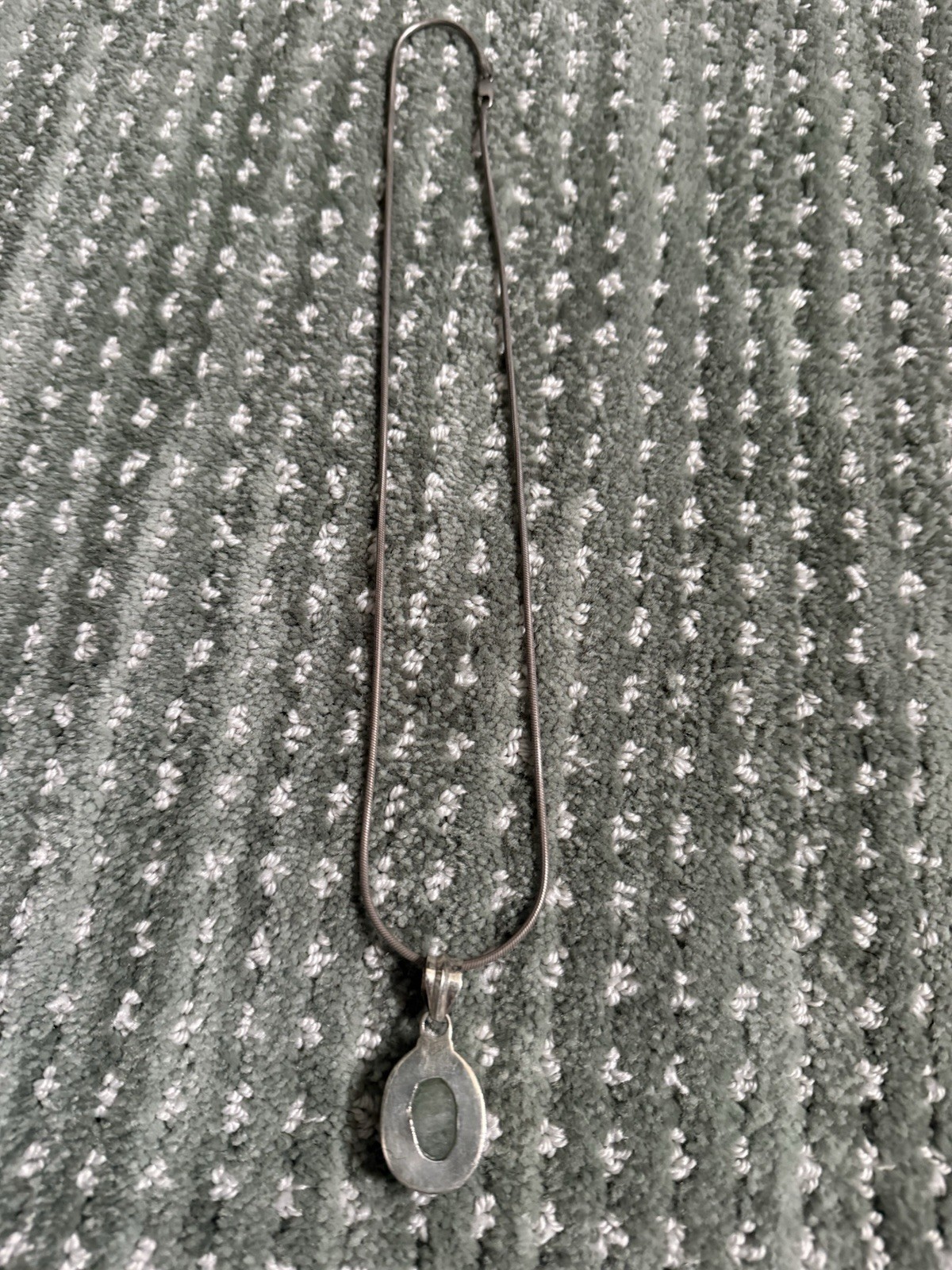 925 Sterling Silver Snake Chain Necklace W/ Very Large Pendant Tested Emerald