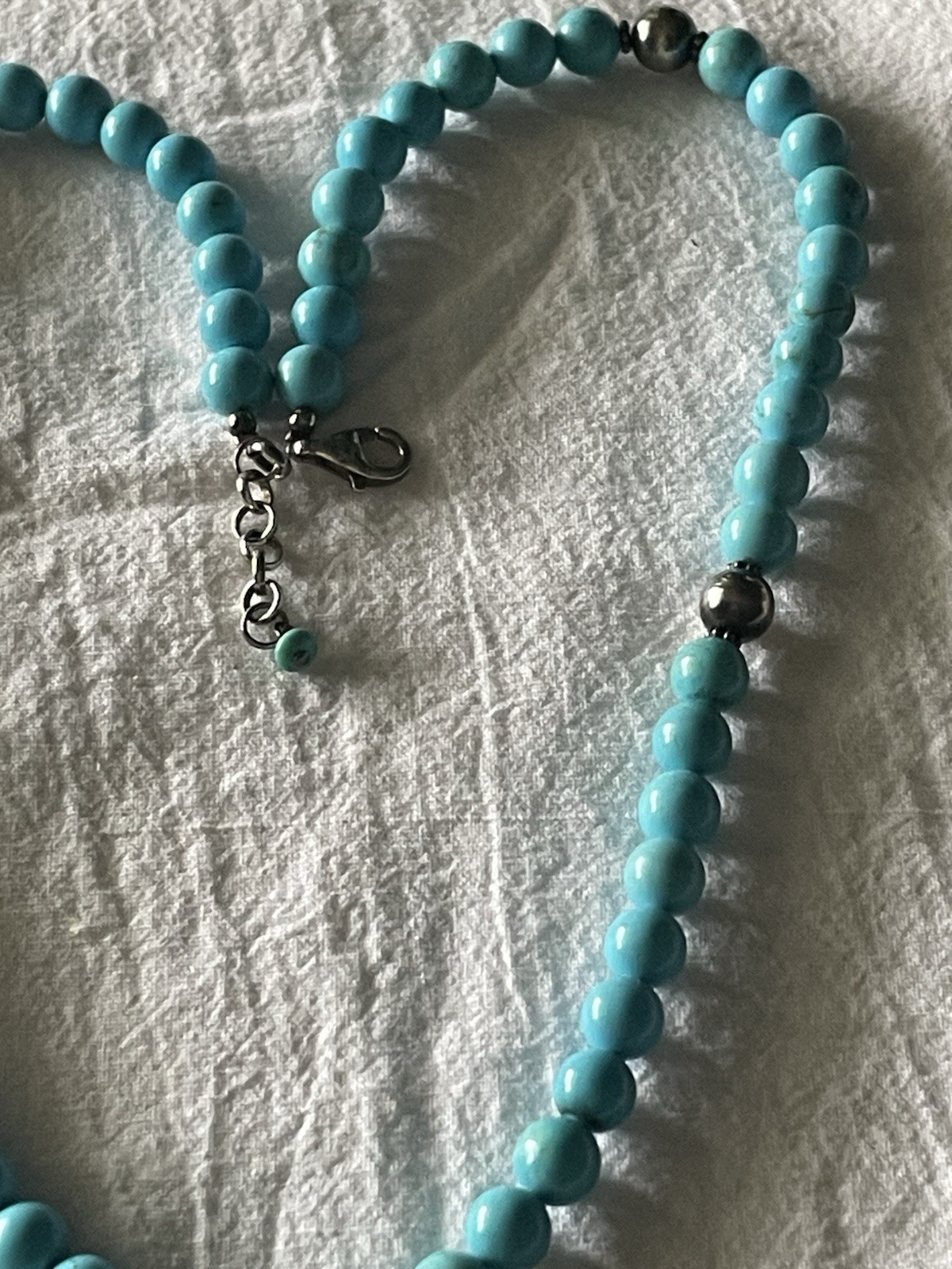 Sleeping Beauty and Sterling Silver Bead Necklace with SS Pendant