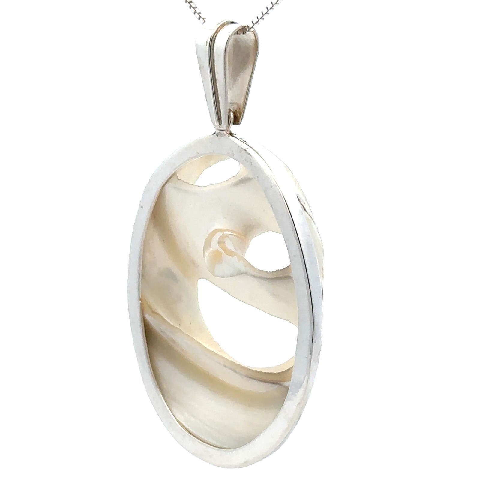 Natural Shell Pendant Set In Sterling Silver (1 1/2 in. x 2 1/2 Inch)