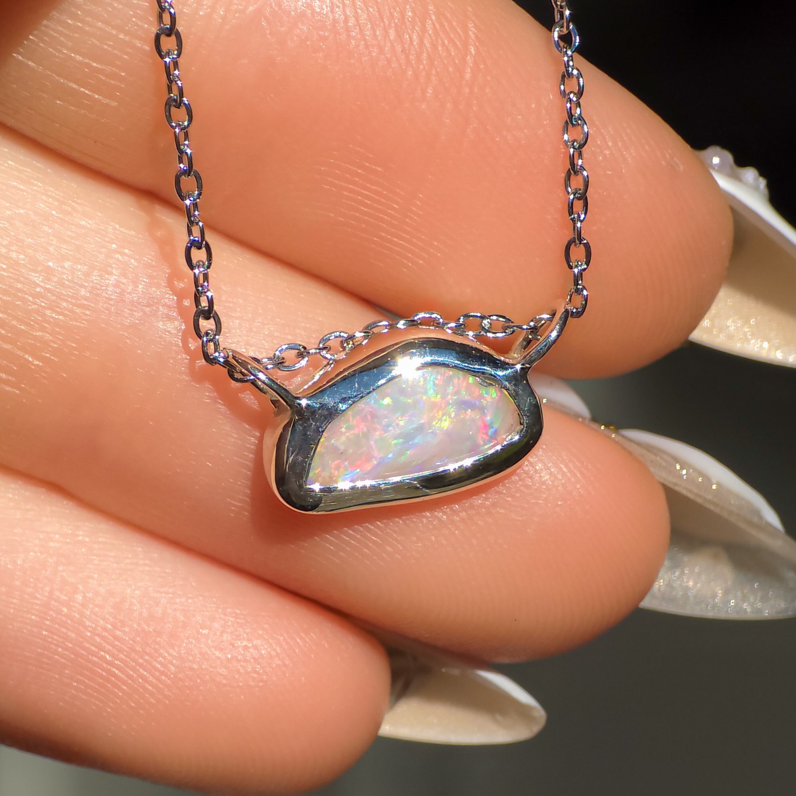 Solid Pink Coober Pedy Opal Pendant, Silver Australian Crystal Opal, 1 Carat