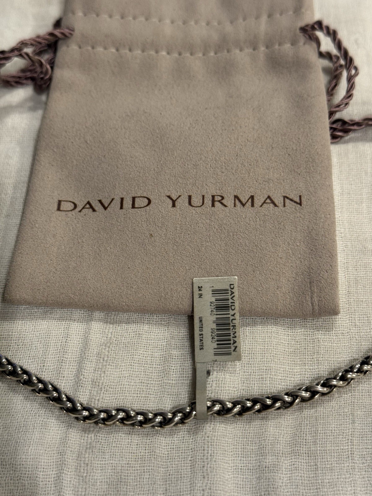 David Yurman Signed 925 Sterling Silver Cable Chain Necklace 24in CH0466MSS24