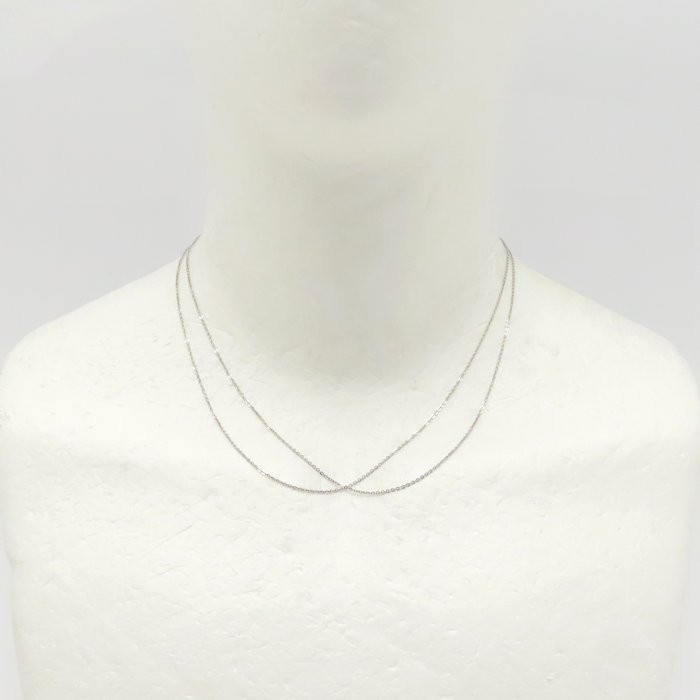 18K White Gold Double-strand Leon Chain Necklace 40cm 2.4grams /76418