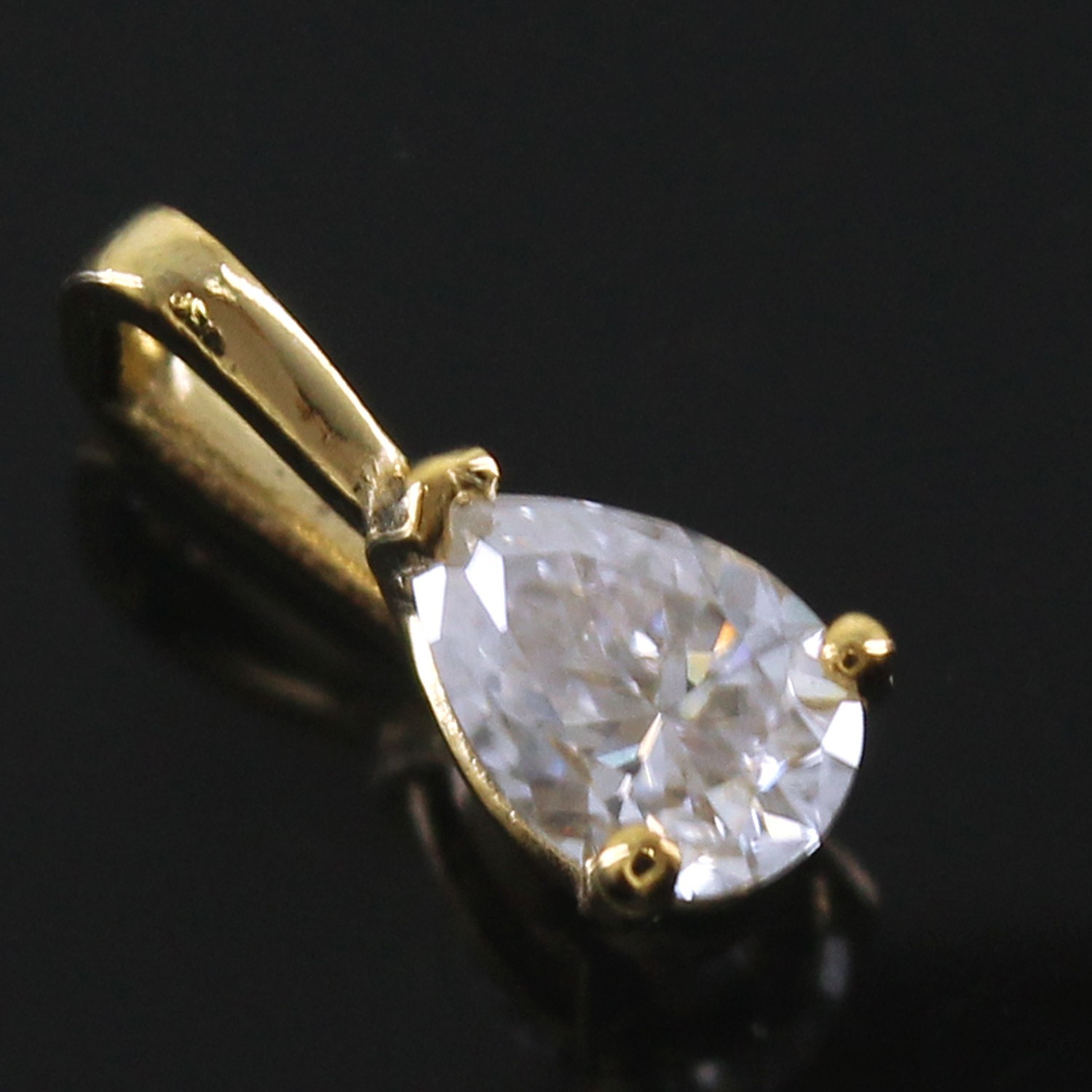 Pear Cut Certified Lab Grown Diamond Classic Engagement Pendant 14K Gold Over