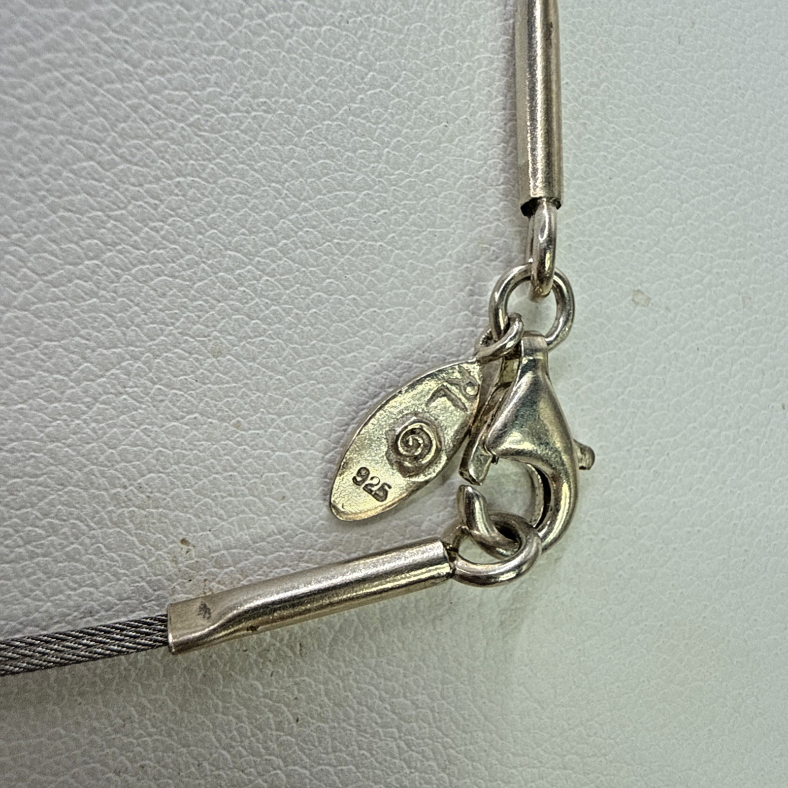GERMAN .925 Sterling Silver 17″ Custom Necklace Chain w-Yellow Stone