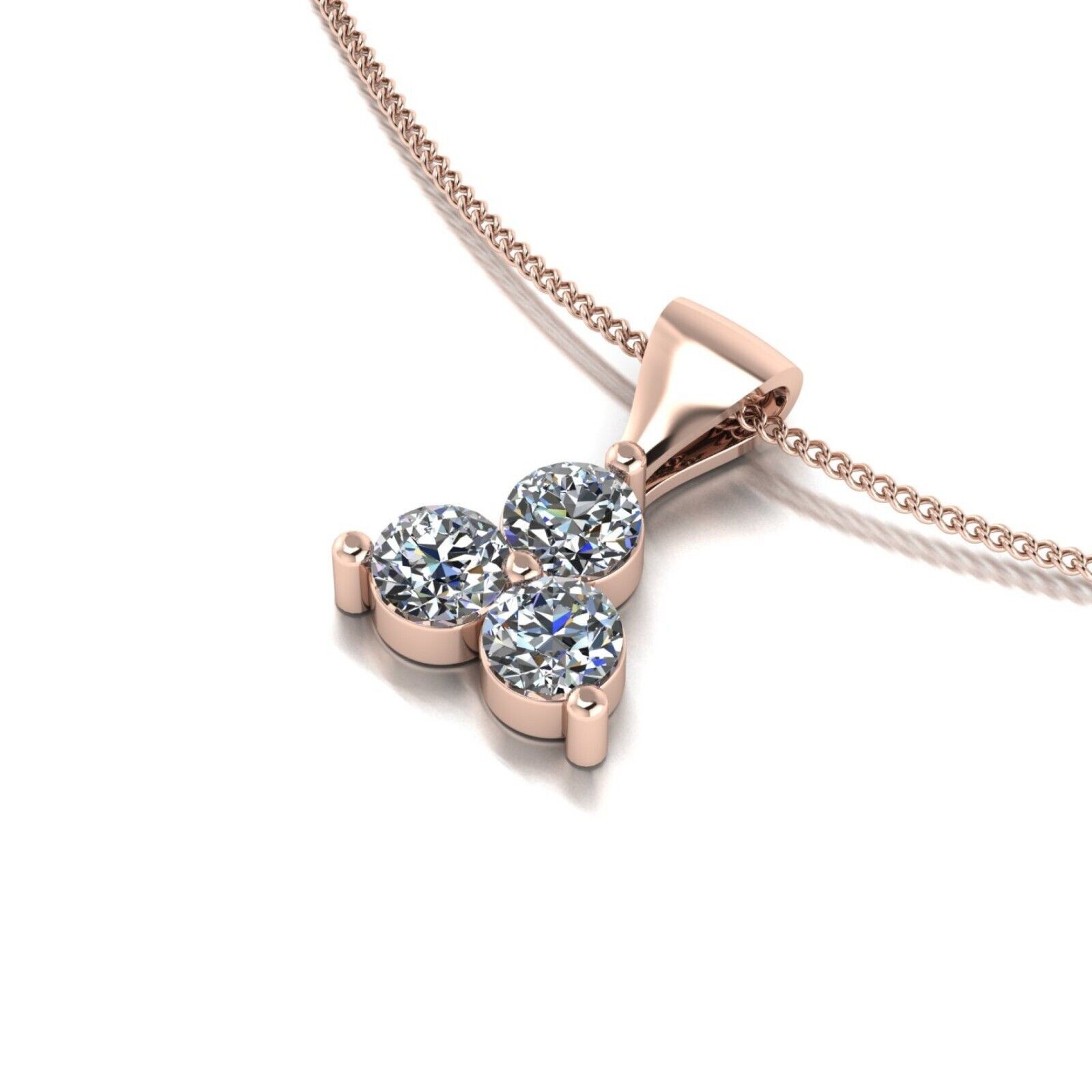 18k Rose Gold Pendant Necklace GLI HRD Round 0.75 Carat Lab Created Diamond