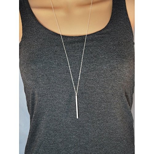 Simple Long Necklace Y Layer Vertical Bar Pendant Necklaces Lariat Chain for Wom
