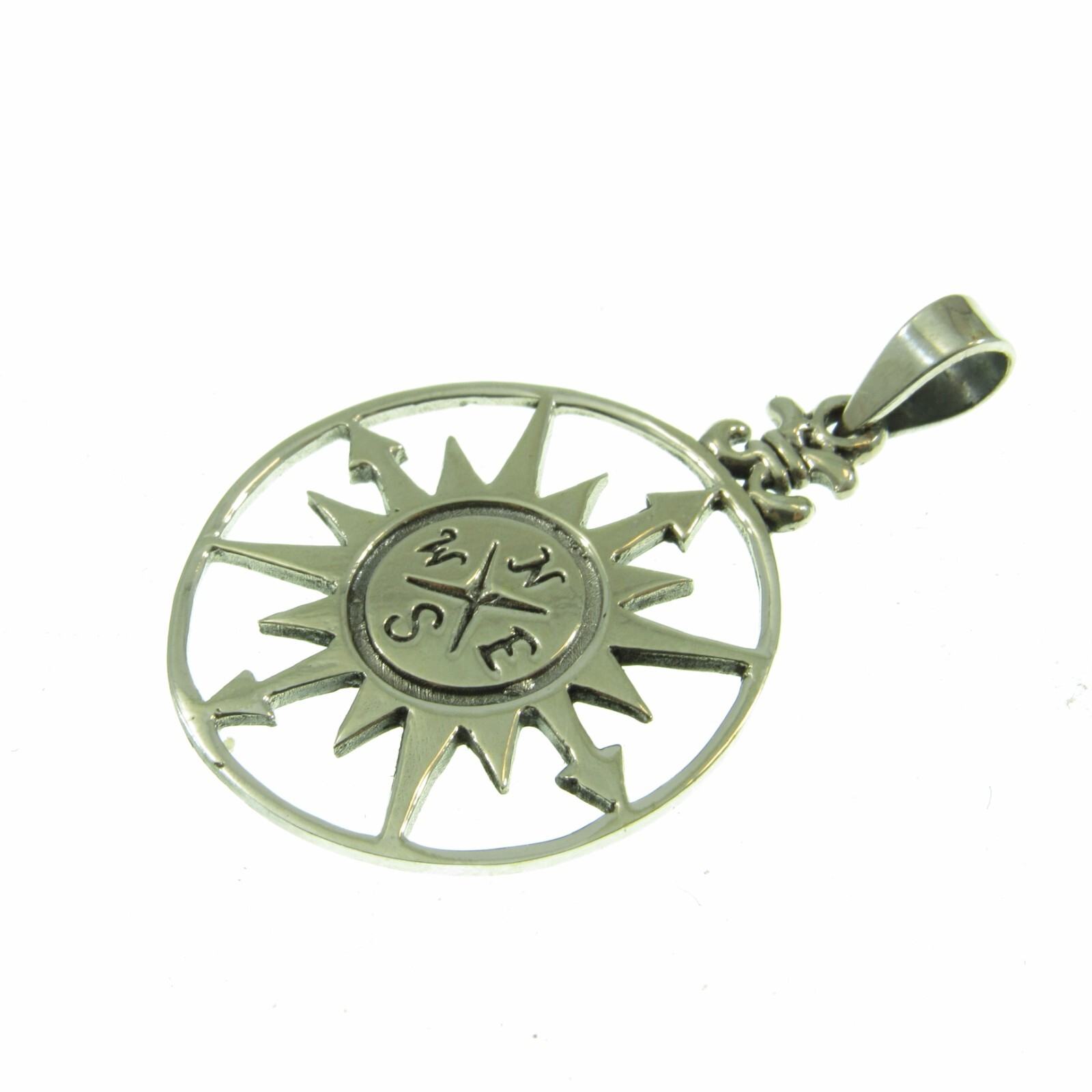 Handcrafted Solid 925 Sterling Silver Compass Pendant, Nautical Jewelry Charm