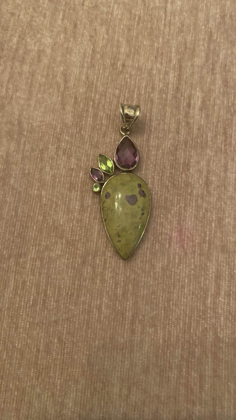 Gemstone Pendent 925 Silver Amethyst Peridot Atlantisite