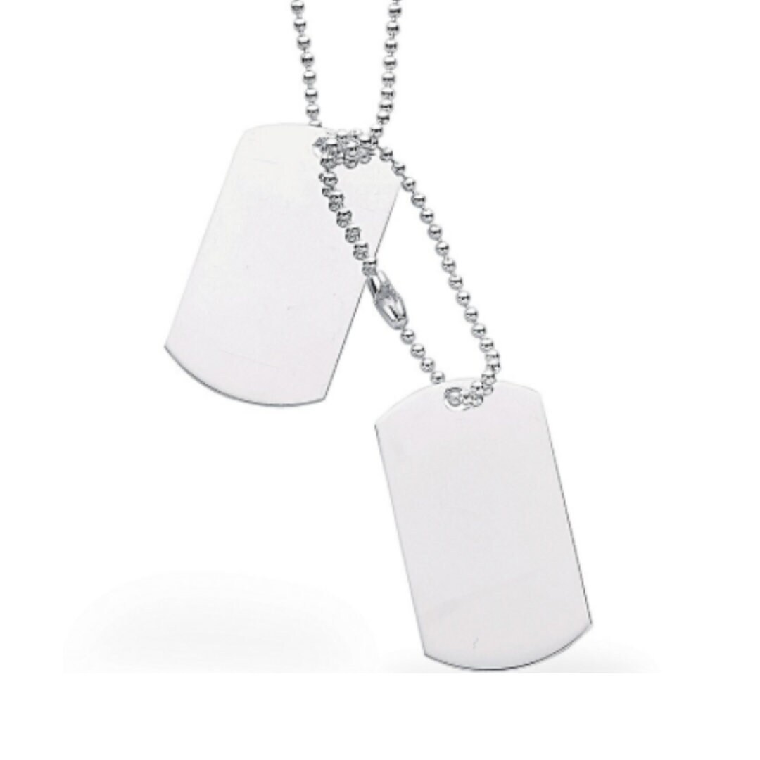 925 Sterling Silver Necklace Silver Dog Tags Chain. All Occasion Gift for Him
