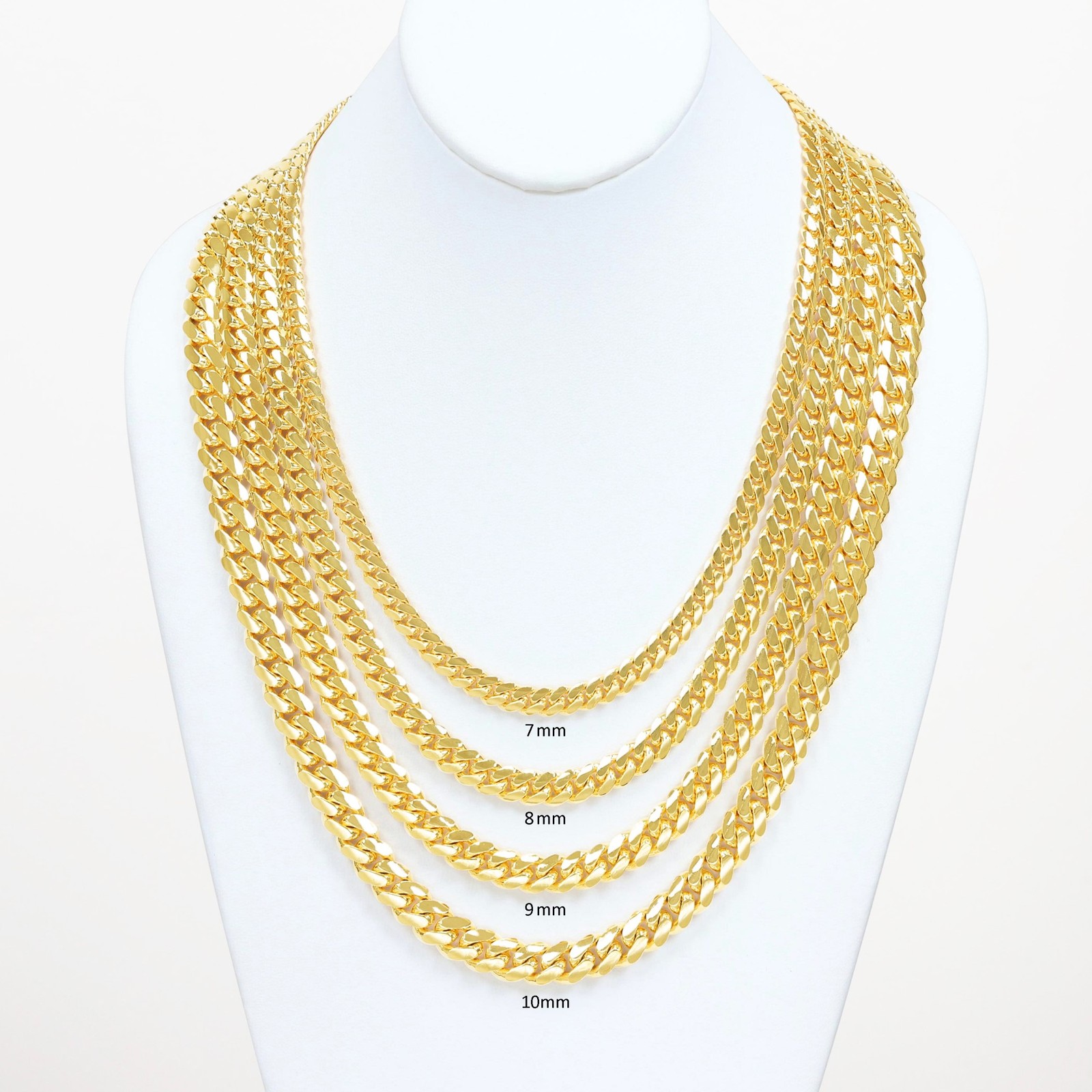 10K Yellow Gold Solid 2.7mm-10mm Miami Cuban Link Chain Pendant Necklace 18″-30″