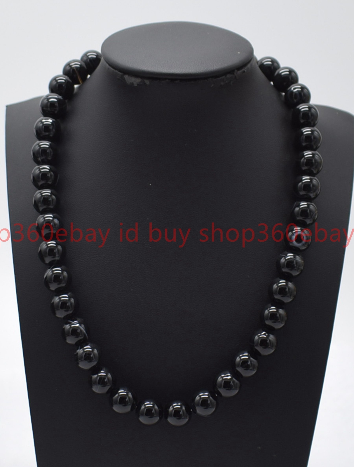 Natural 8/10/12mm Black Striped Agate Round Gemstone Beaded Necklace 16-32in