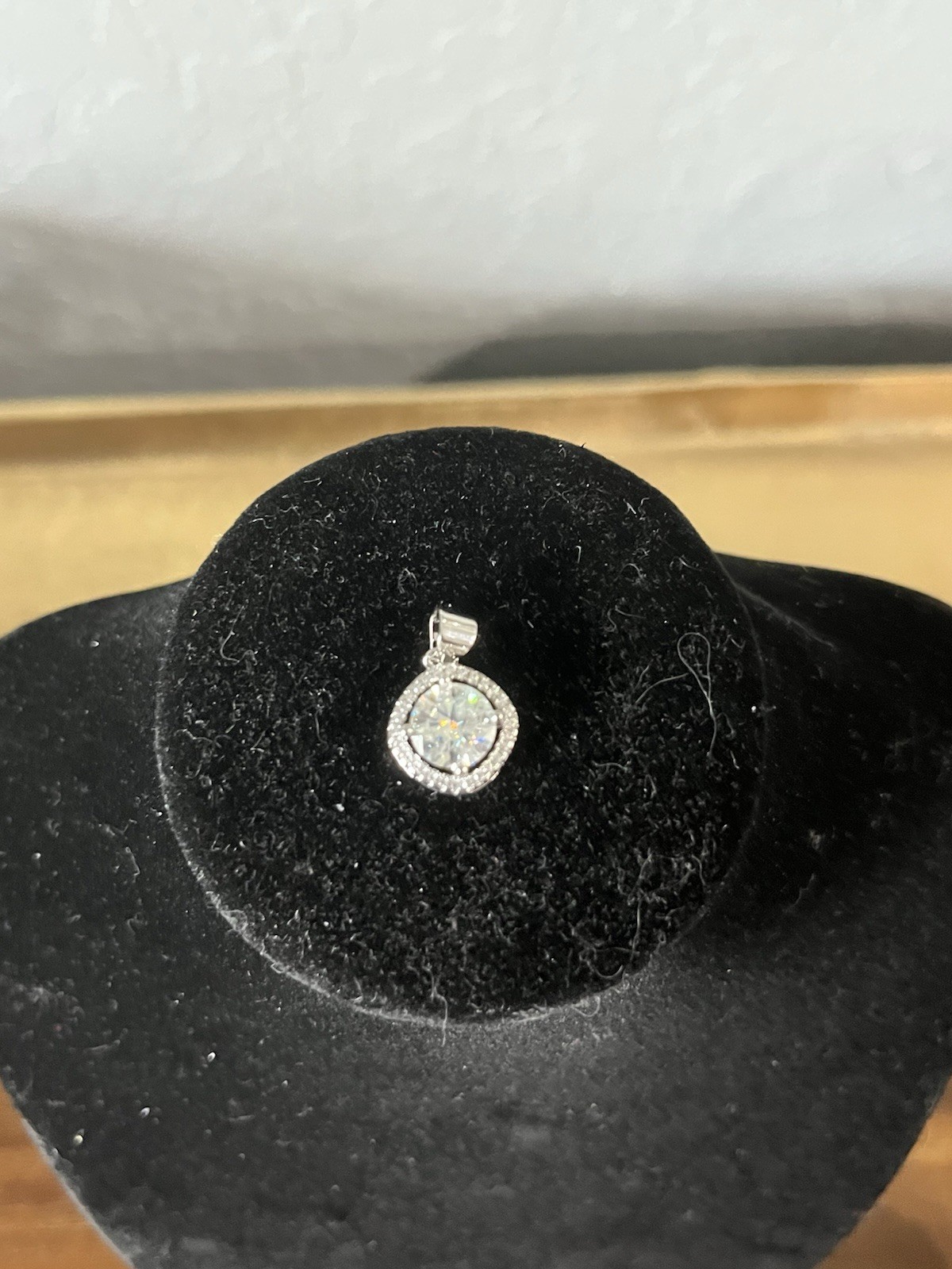 GRA Moissanite Halo Pendant 2.0ct D Color Round Sterling Silver 925