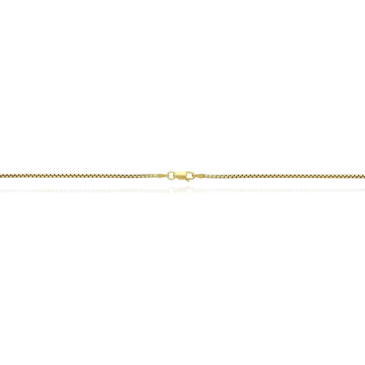 18K Yellow Gold Over Silver 1.7mm Solid Round Box Chain Necklace 16″-24″