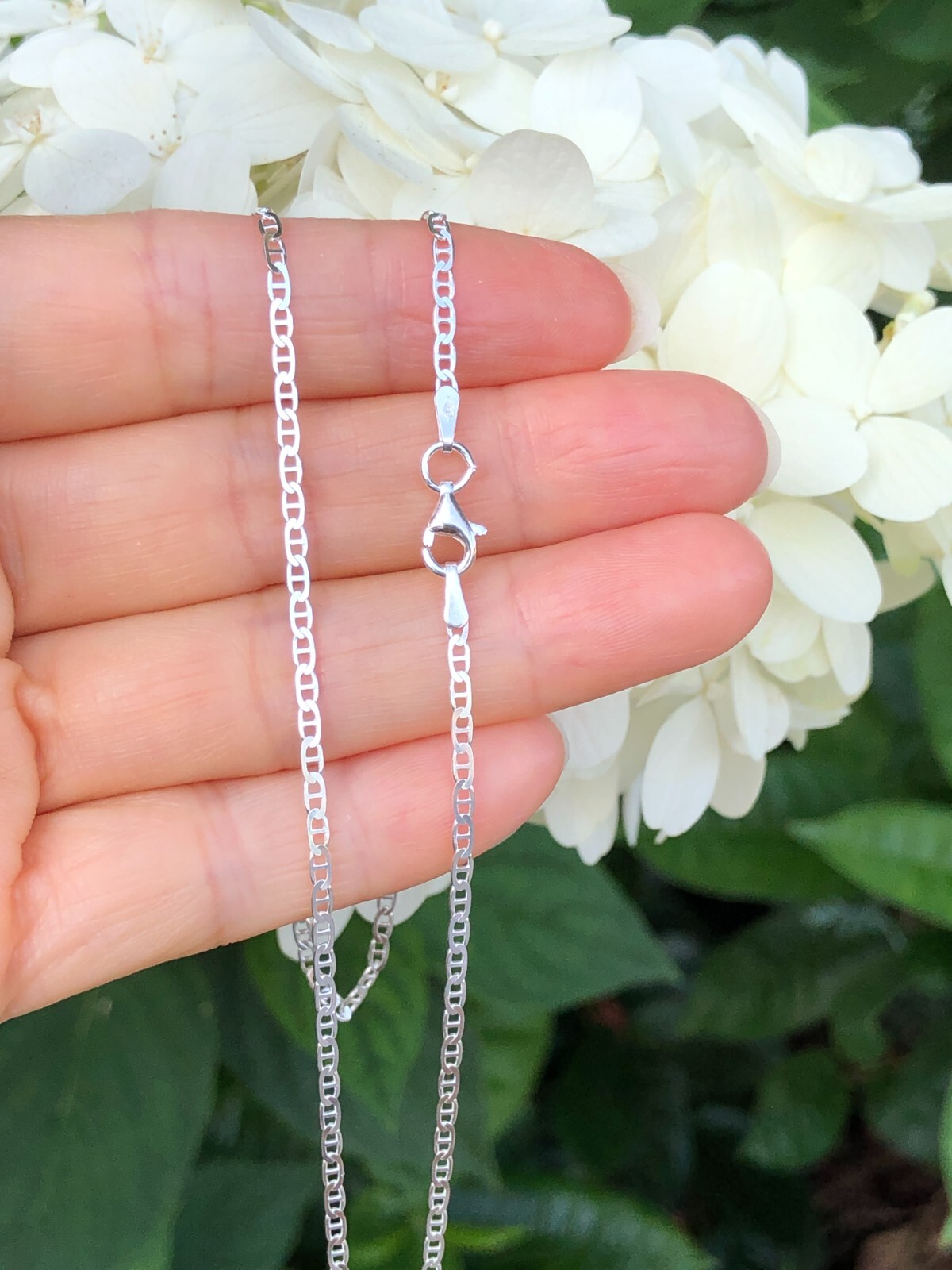 925 Sterling Silver Anchor Mariner Link Chain Necklace 2mm 16″ 18″ 20″ 22″ 24″