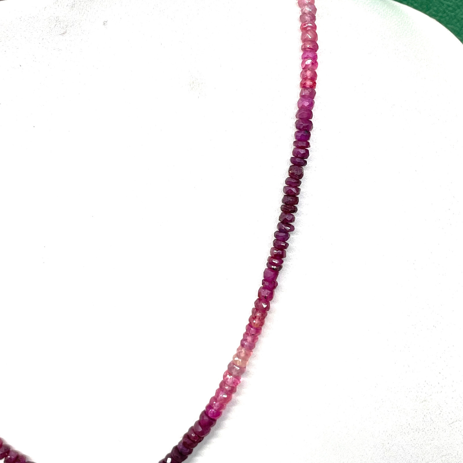 18″ Natural Ruby Necklace 3-4mm Shaded Facetted Beads 925 Silver Clasp