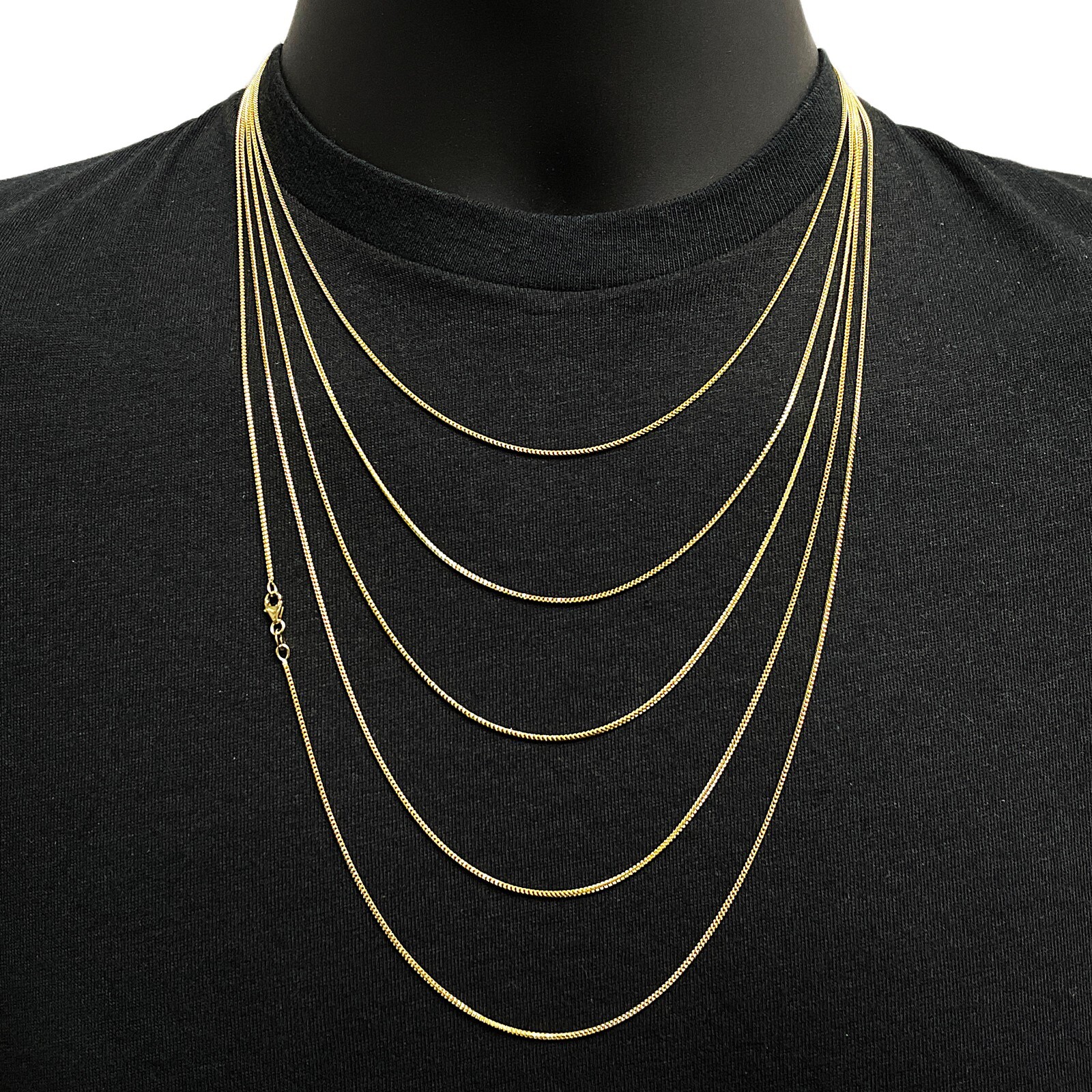 Italian 14k Yellow Gold Solid Diamond Cut Franco Chain Necklace 18″ 1mm 2.7grams