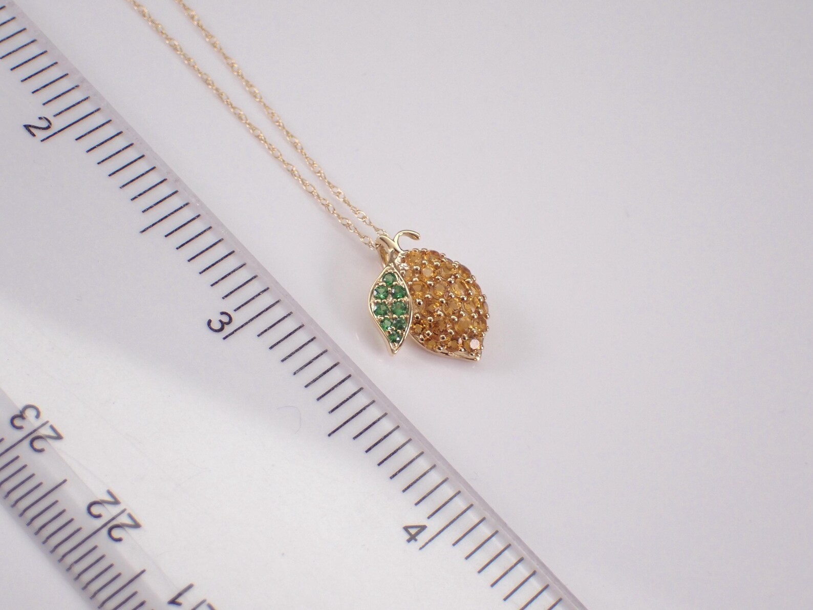 2 Ct Lab Created Citrine Lemon Charm Pendant Necklace 14K Yellow Gold Plated
