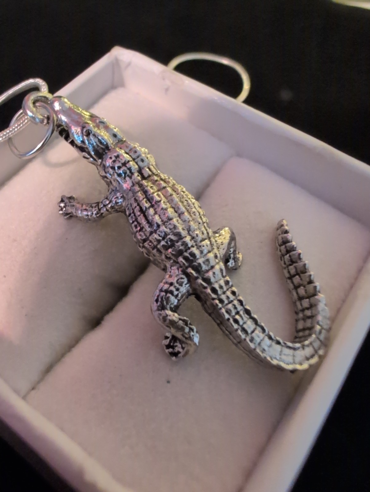 Thick Solid Sterling 925 Alligator Pendant Bayou Hunter Louisiana Ori. Cast 12G