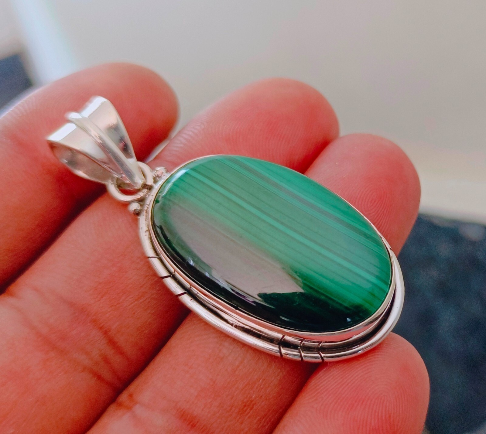 Beautiful Malachite Pendent 925 Sterling Silver Wedding Gift Jewelry Gift Her