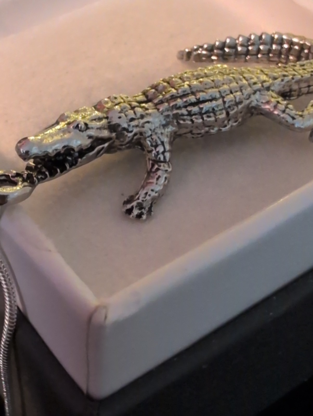 Thick Solid Sterling 925 Alligator Pendant Bayou Hunter Louisiana Ori. Cast 12G
