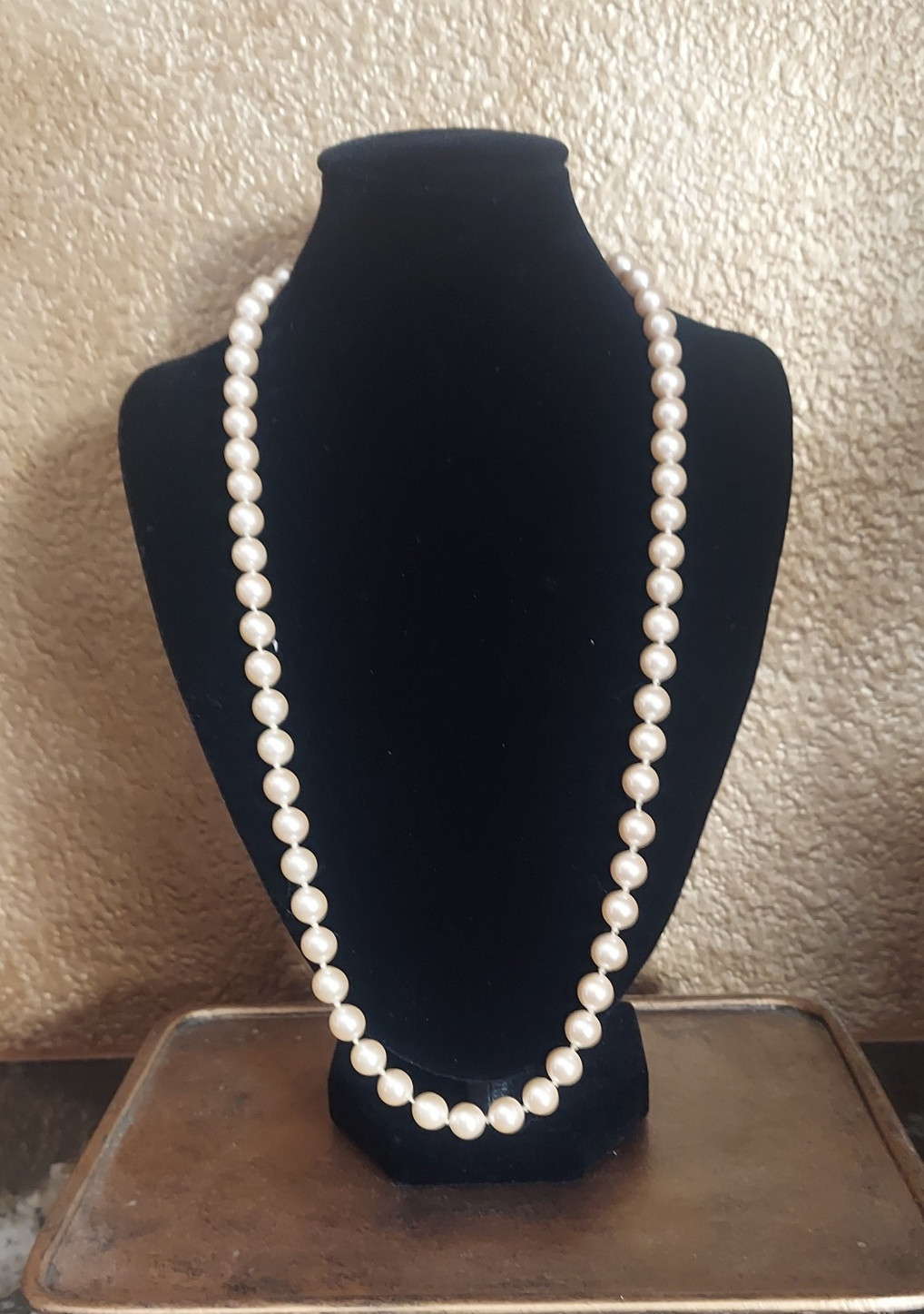 White Round Monet Faux Pearl Strand Beaded Necklace