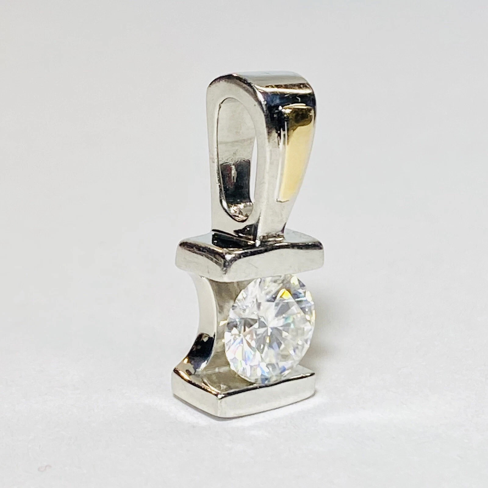 2CT Solitaire GRA Certified Moissanite Pendant 14k White Gold Plated Free Chain