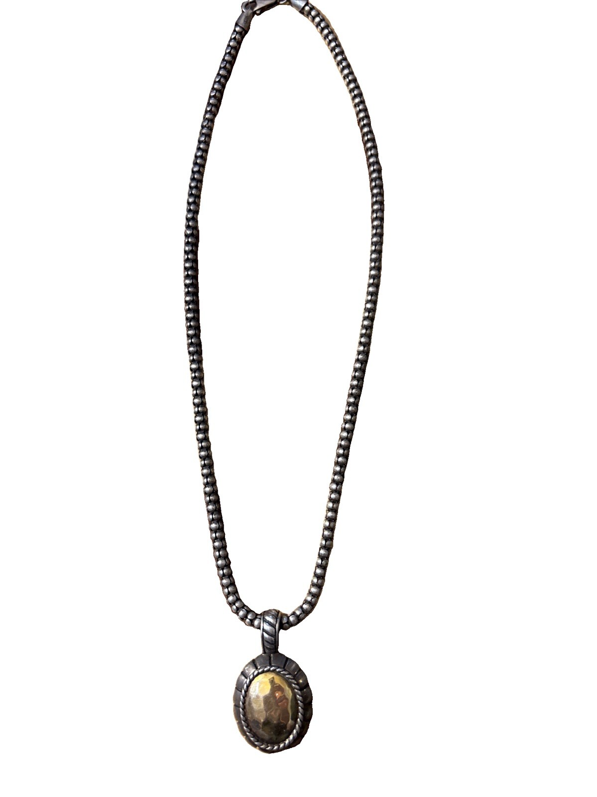 Fancy 18” STERLING SILVER POPCORN Necklace W/ KALI PALU Style 925 14K Pendant