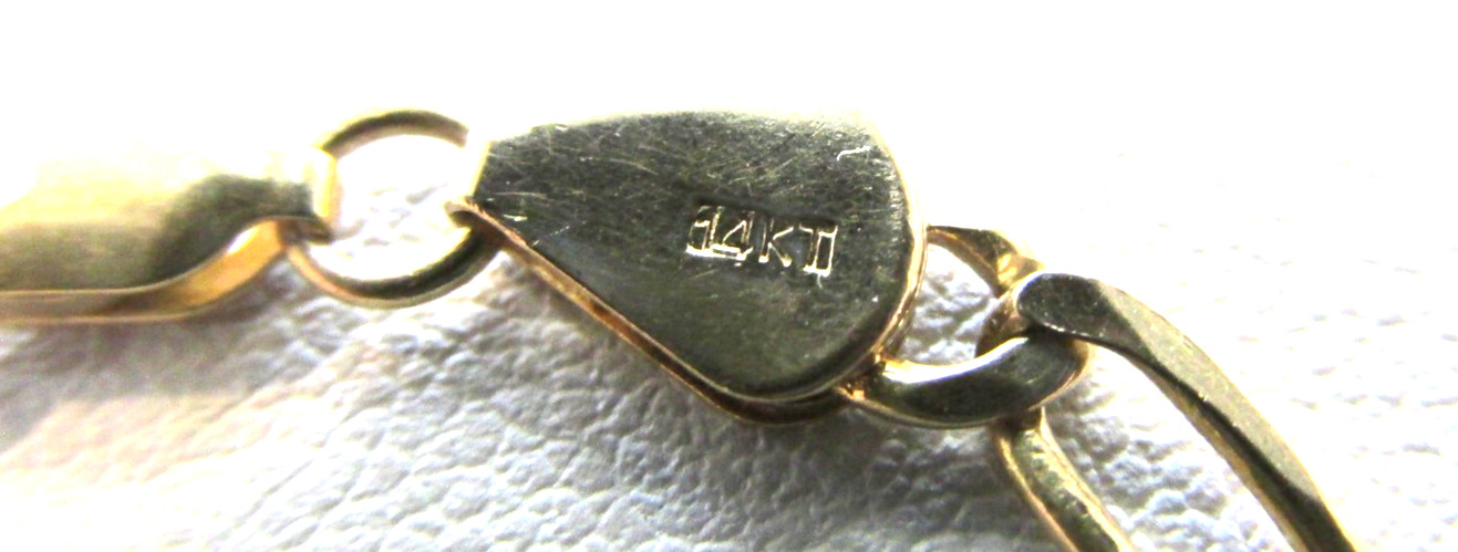 Gorgeous 14k 21 in. Figaro Chain Necklace With Diamond Nugget Pendant MAKE OFFER