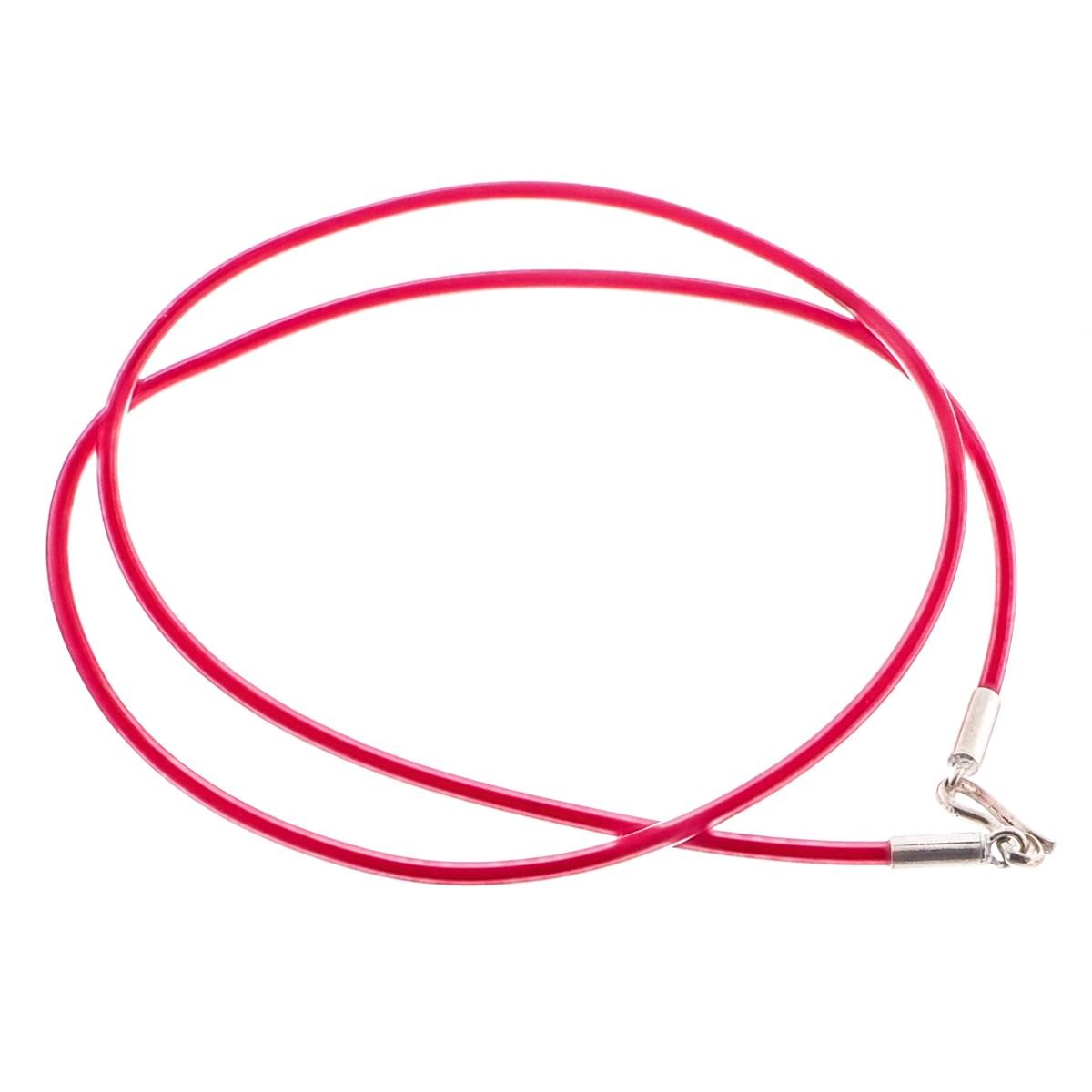 Red 2mm Rubber Cord Necklace Strap 925 Sterling Hook Lock
