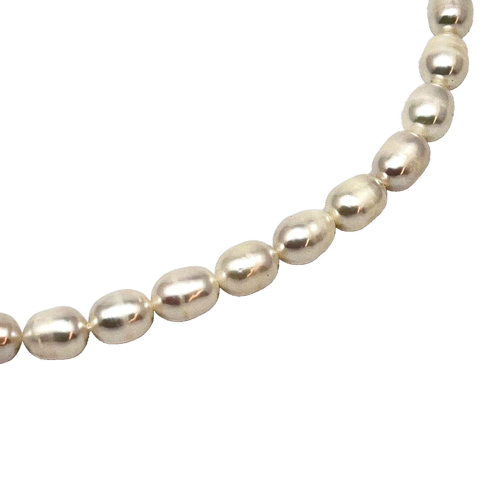 Womens Pearl Necklace Genuine Cultured Fresh Water Barrel Sterling Clasp 21in