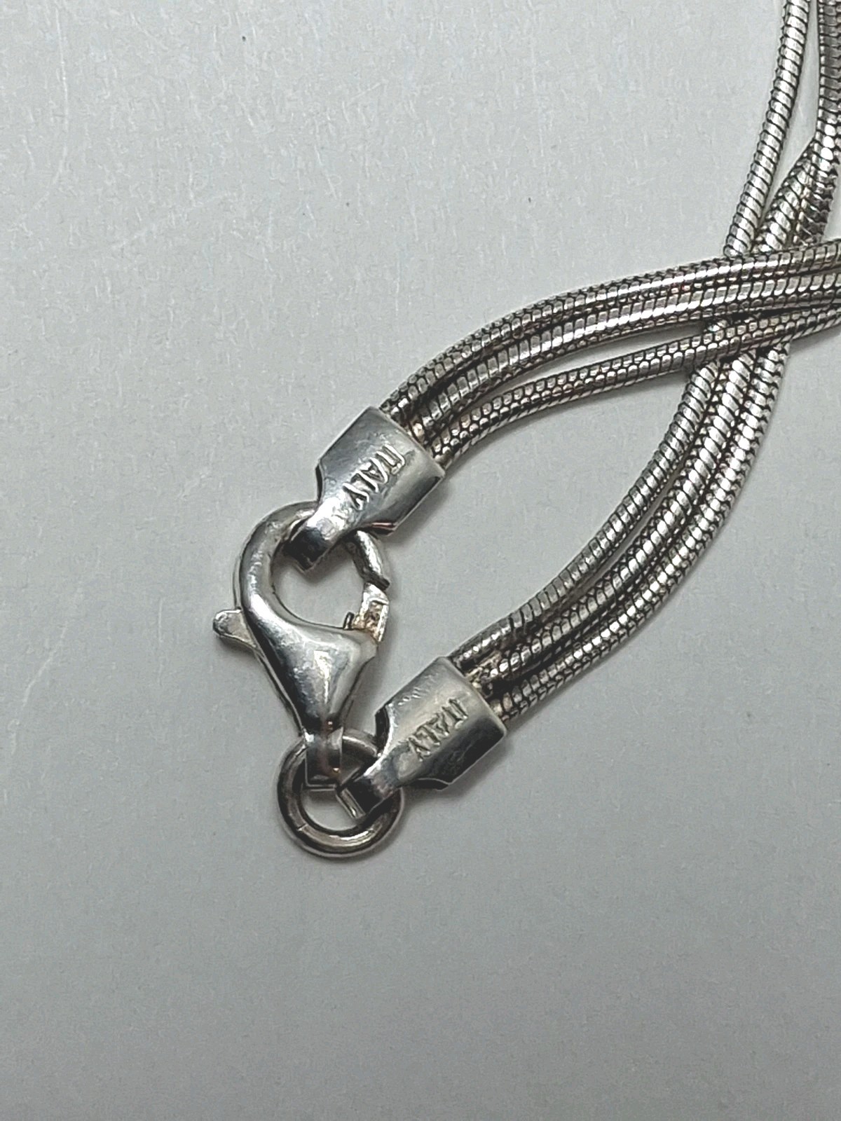 Silver Tone 3 Strand Necklace Marked 925