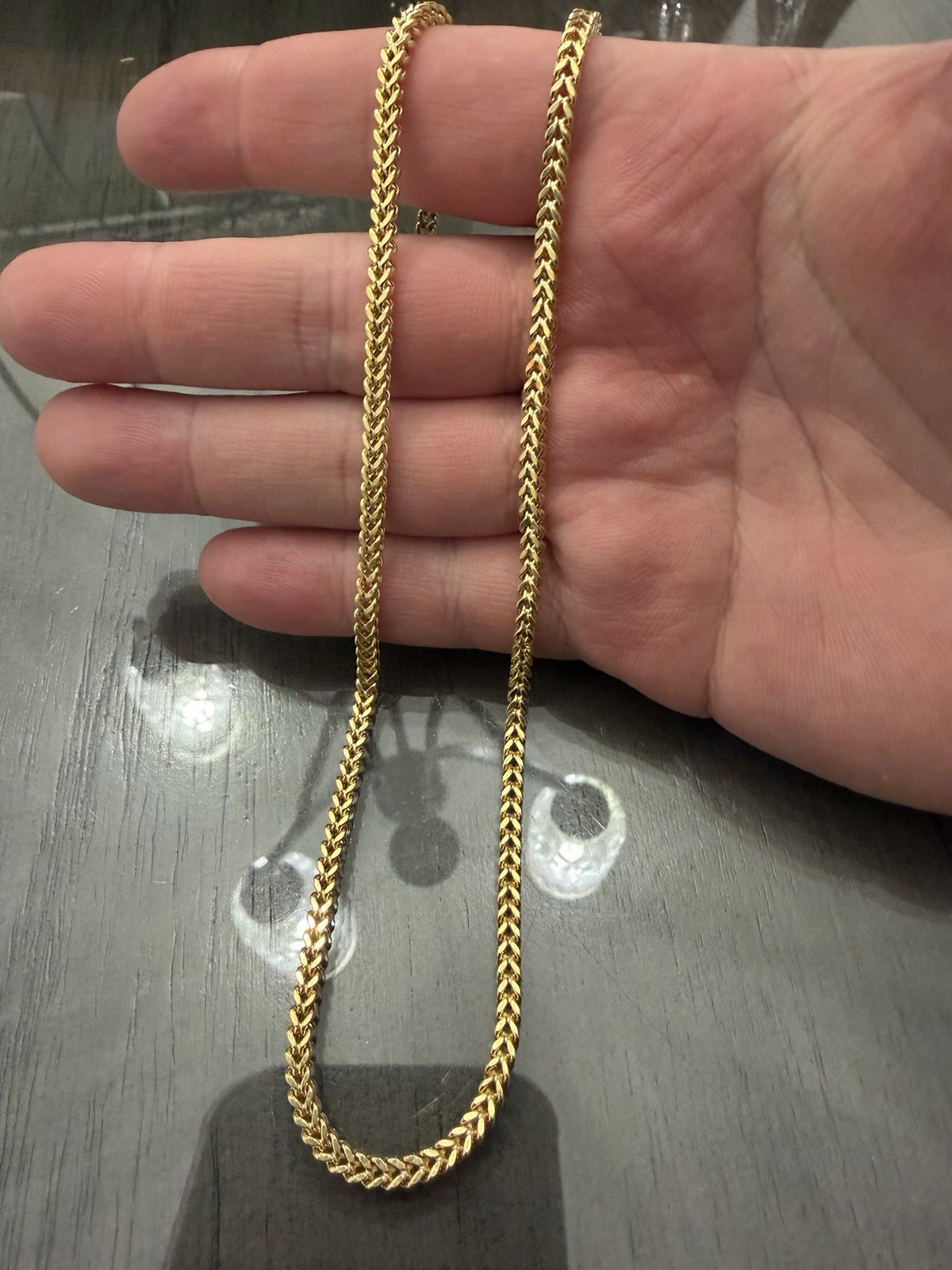 Solid 10k Yellow Gold Franco Link Chain Necklace 4.5mm Wide 20” Length