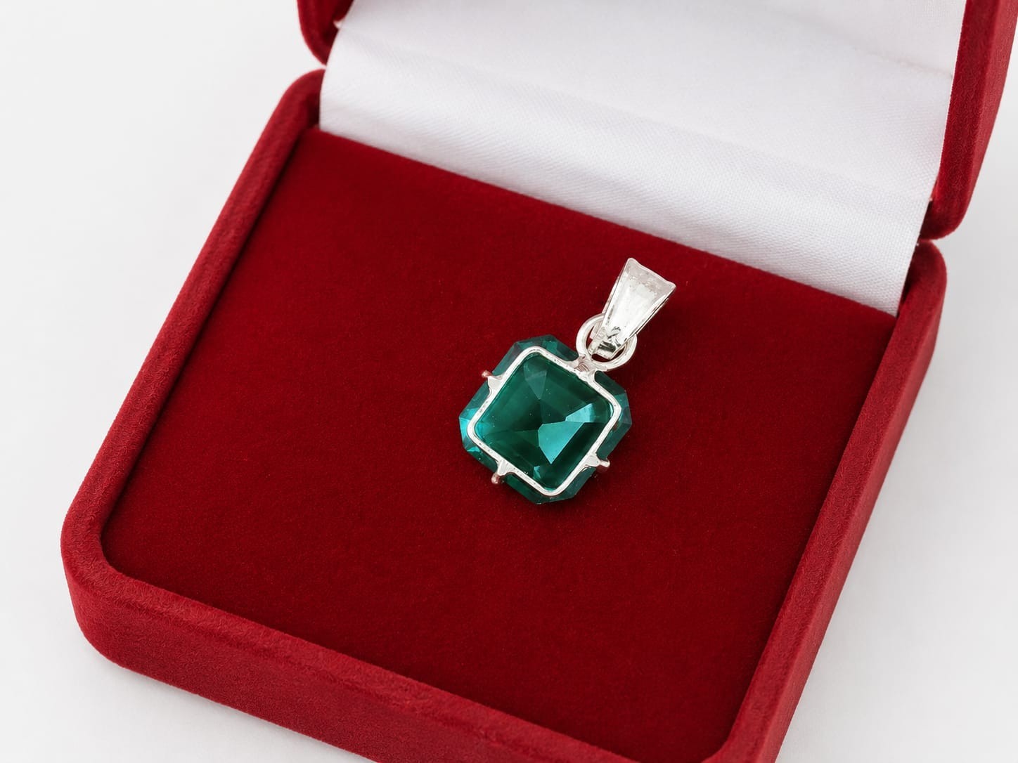 27 Ct Certified Natural Asscher Cut Green Paraiba Tourmaline 925 Silver Pendant