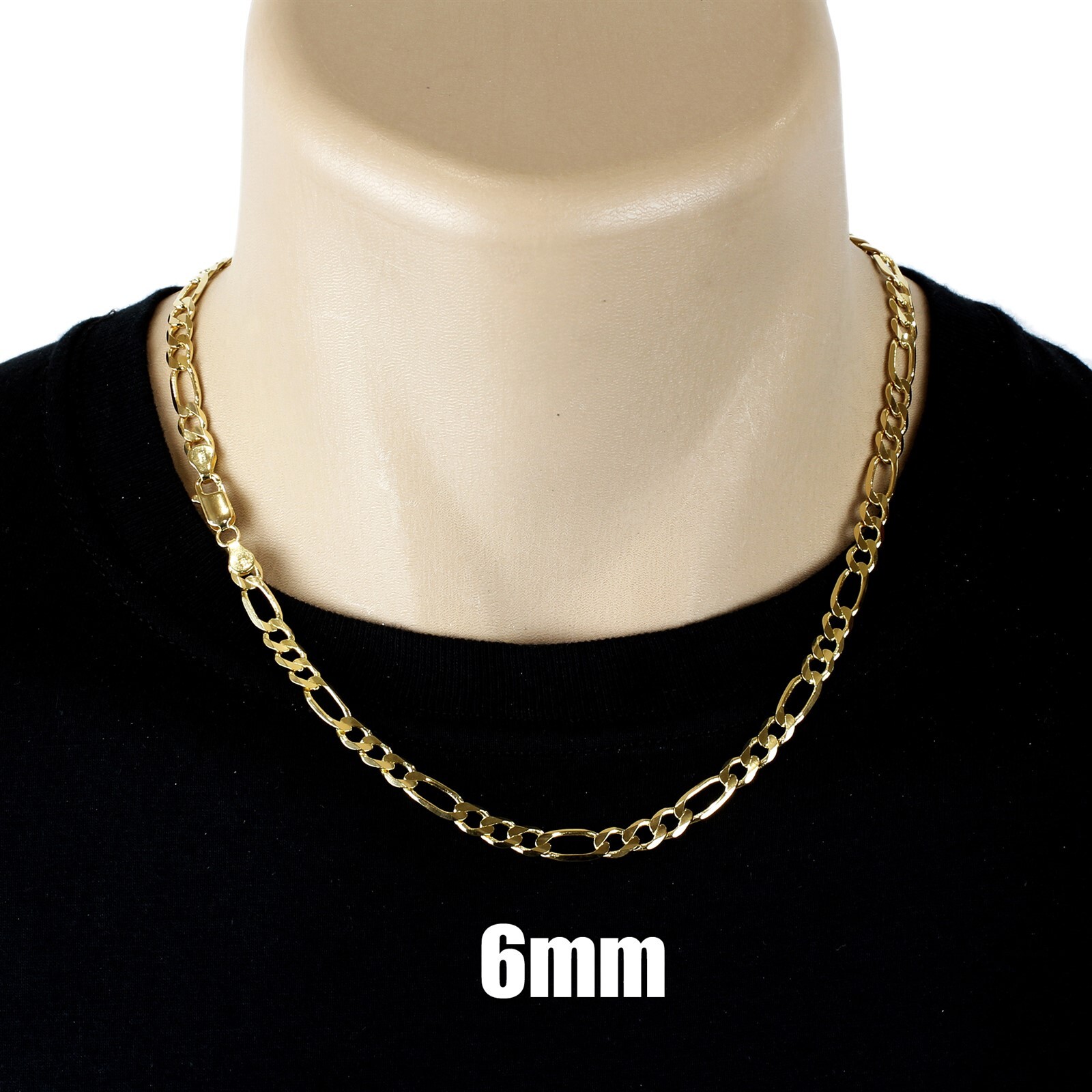 Guaranteed Genuine Solid 10K Gold Figaro 3+1 Link Chain Necklace All Sizes