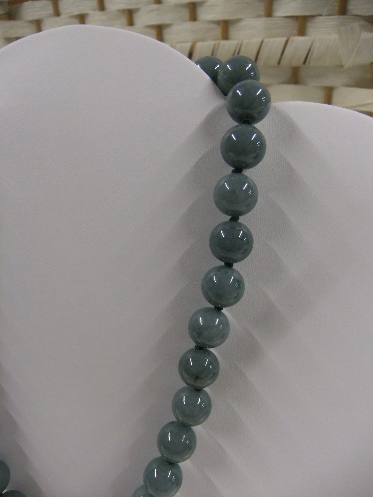 Type A Olmec Jadeite & White Zircon Sterling Silver Necklace 425.30 Cts