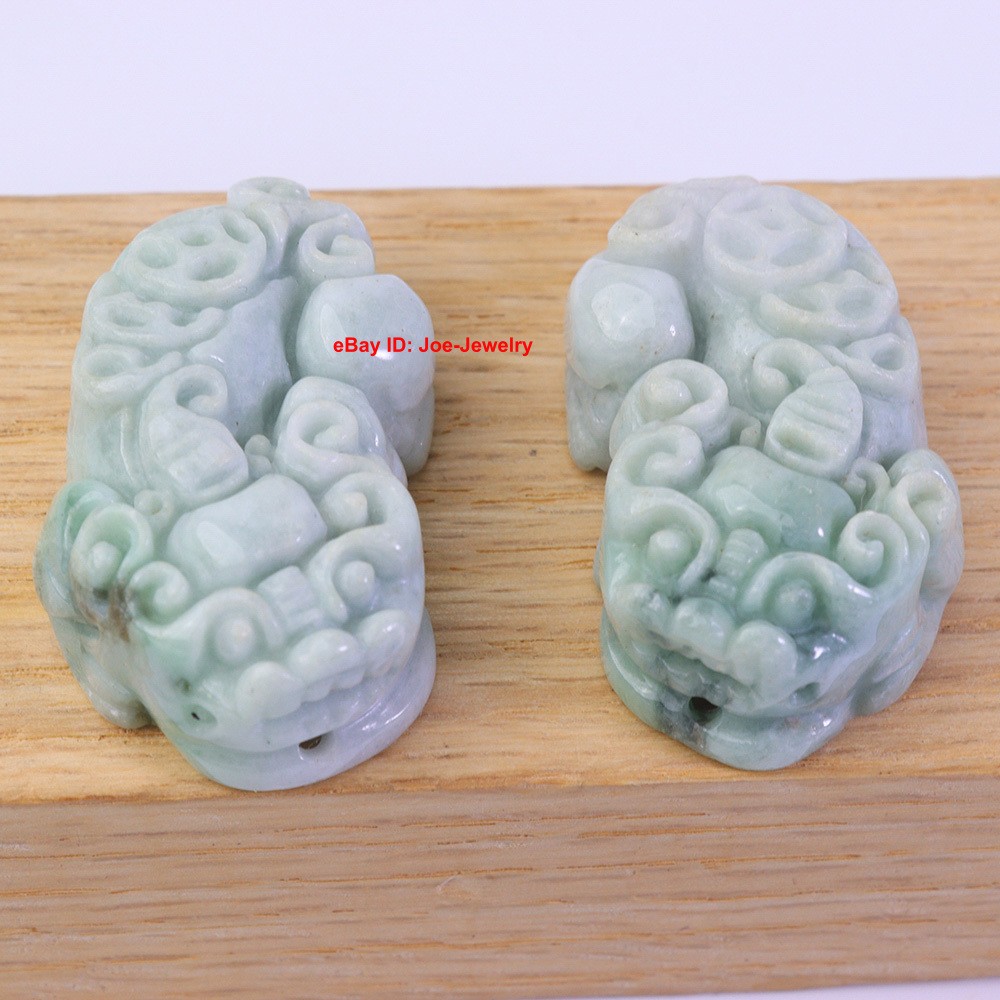 Natural Grade A Green Jadeite Pendant A Couple Of Pixiu (Male and Female) #01